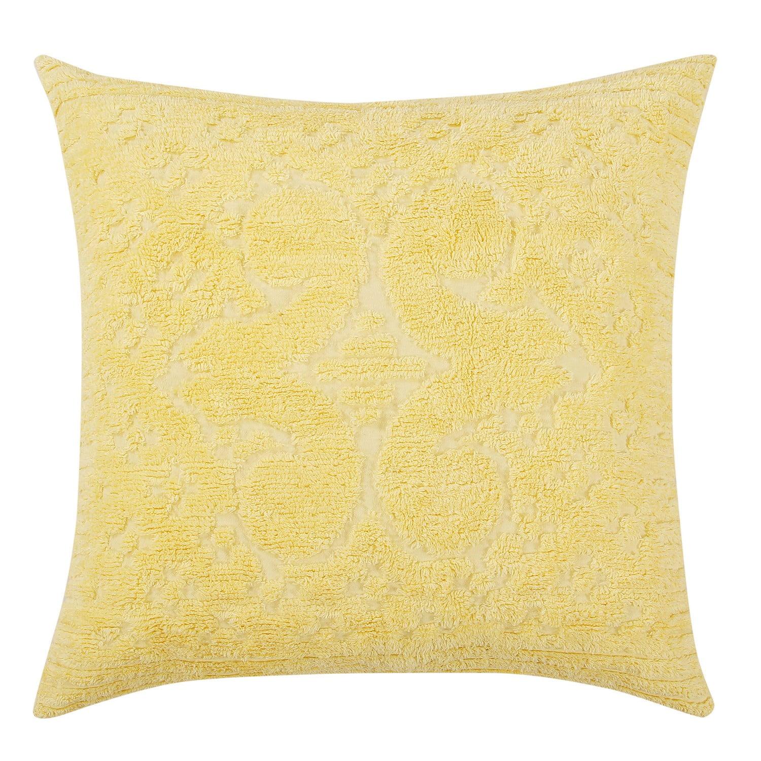 Euro Ashton Collection 100% Cotton Tufted Unique Luxurious Medallion Design Pillow Shams Yellow - Better Trends