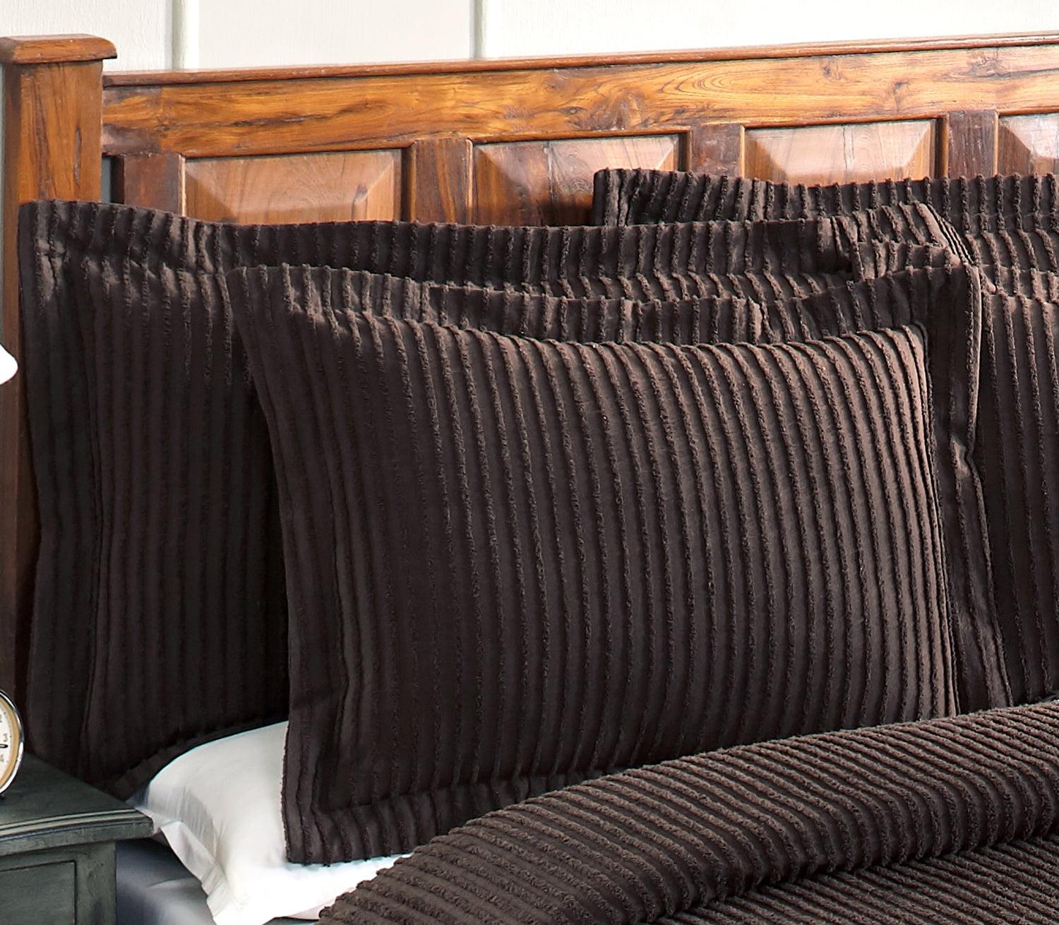 Better Trends Jullian Collection 100% Cotton Tufted Pillow Sham with Stripe Pattern Machine Washable Pillow Cover