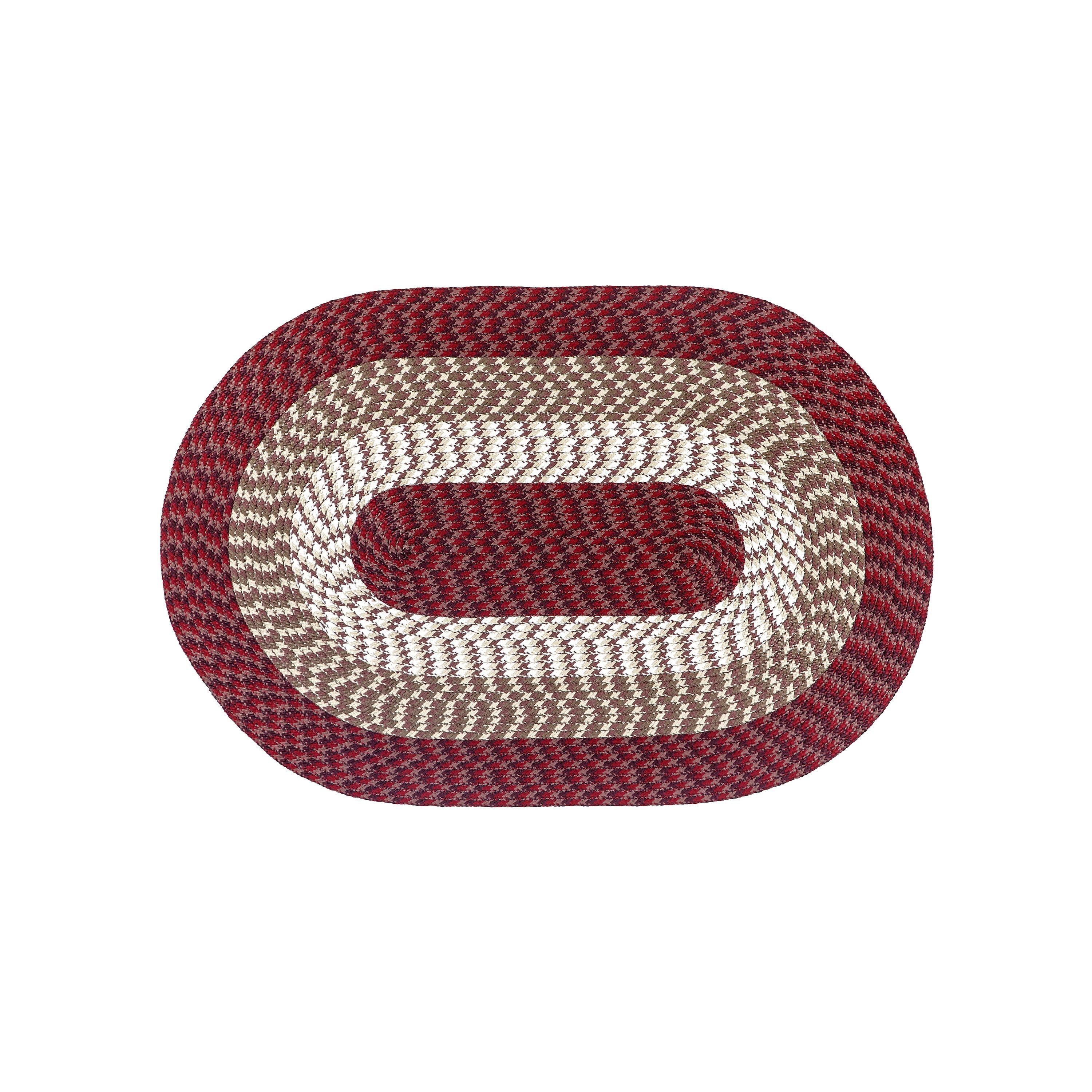 48" x 72" Alpine Collection Burgundy Stripe Reversible Indoor Area Utility Oval Rug - Better Trends