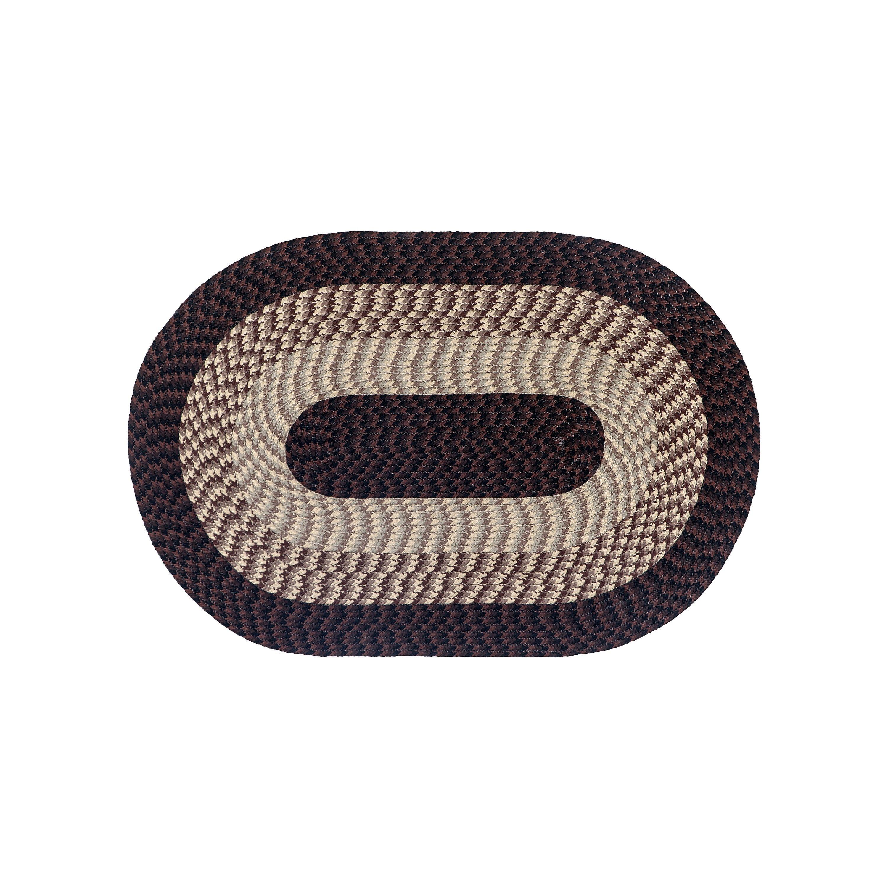 48" x 72" Alpine Collection Chocolate Stripe Reversible Indoor Area Utility Oval Rug - Better Trends