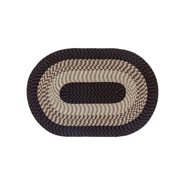 48" x 72" Alpine Collection Chocolate Stripe Reversible Indoor Area Utility Oval Rug - Better Trends