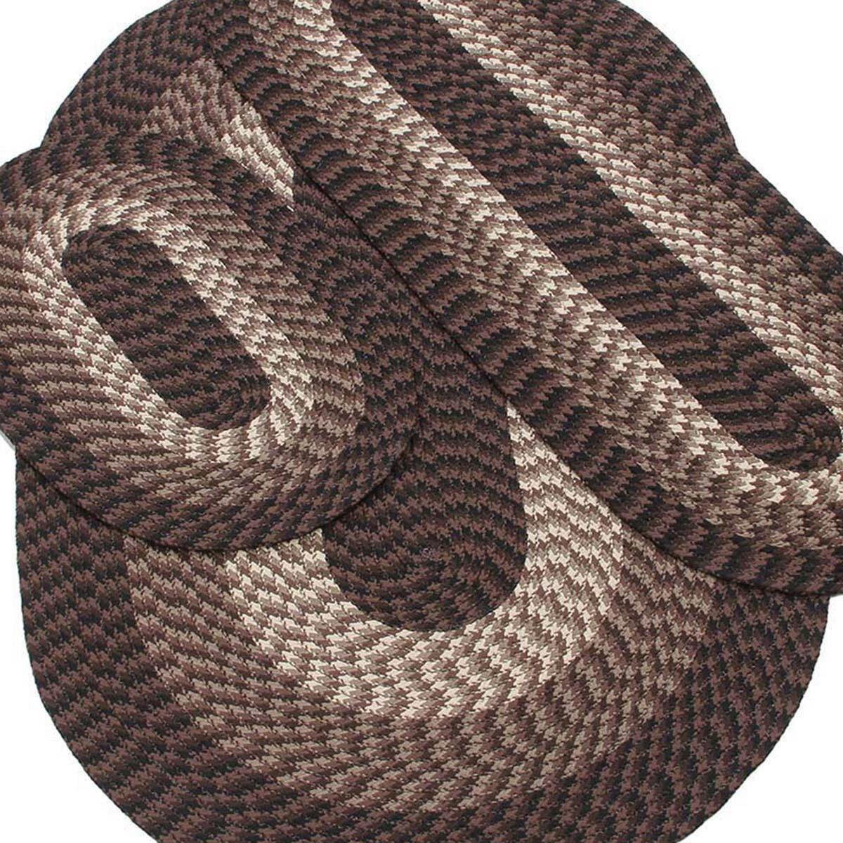 Better Trends Alpine Braid 3-PC Rug Set – Stain-Resistant & Reversible Rugs, 100% Polypropylene in Chocolate Stripe