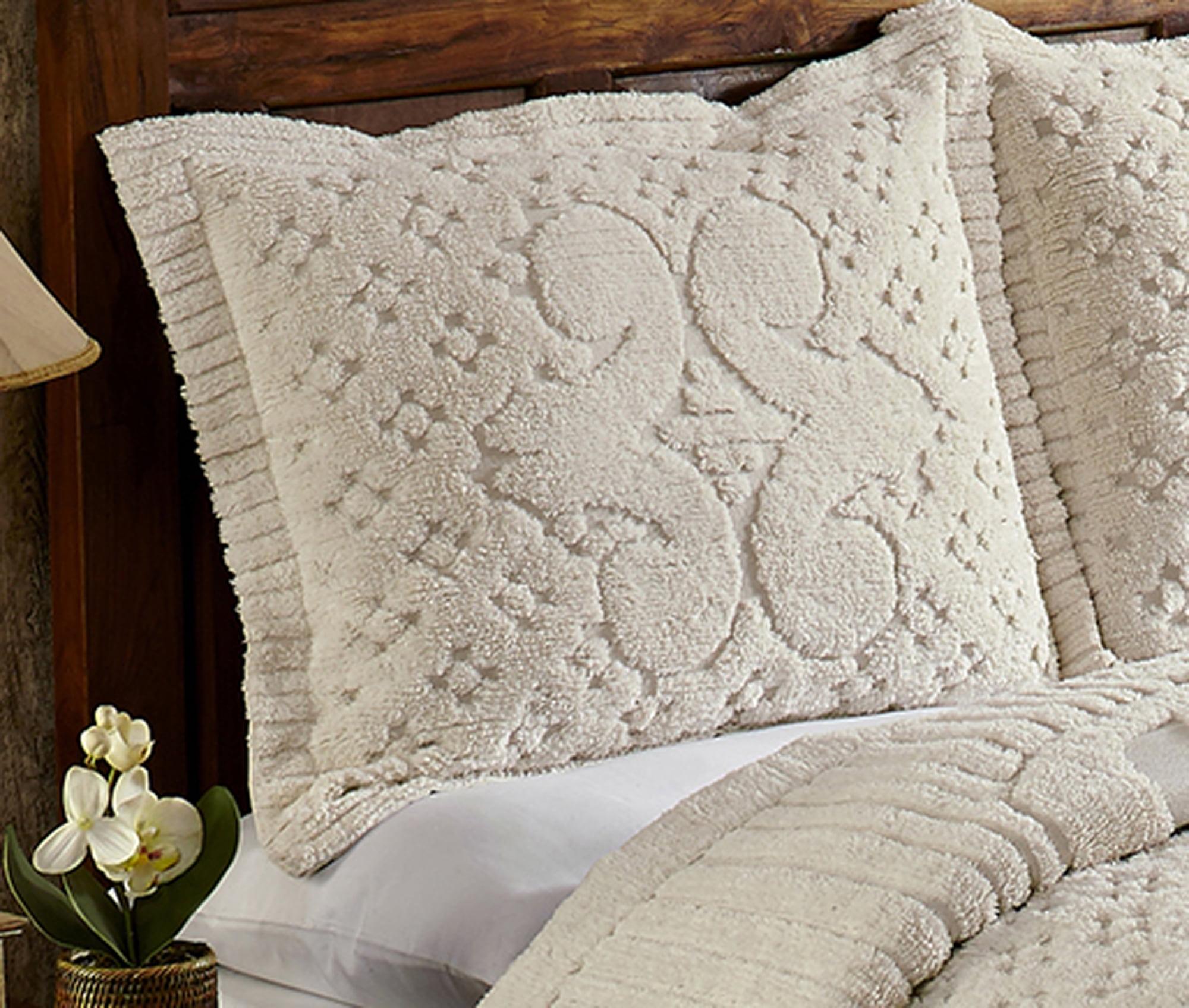 Standard Ashton Collection 100% Cotton Tufted Unique Luxurious Medallion Design Pillow Shams Ivory - Better Trends