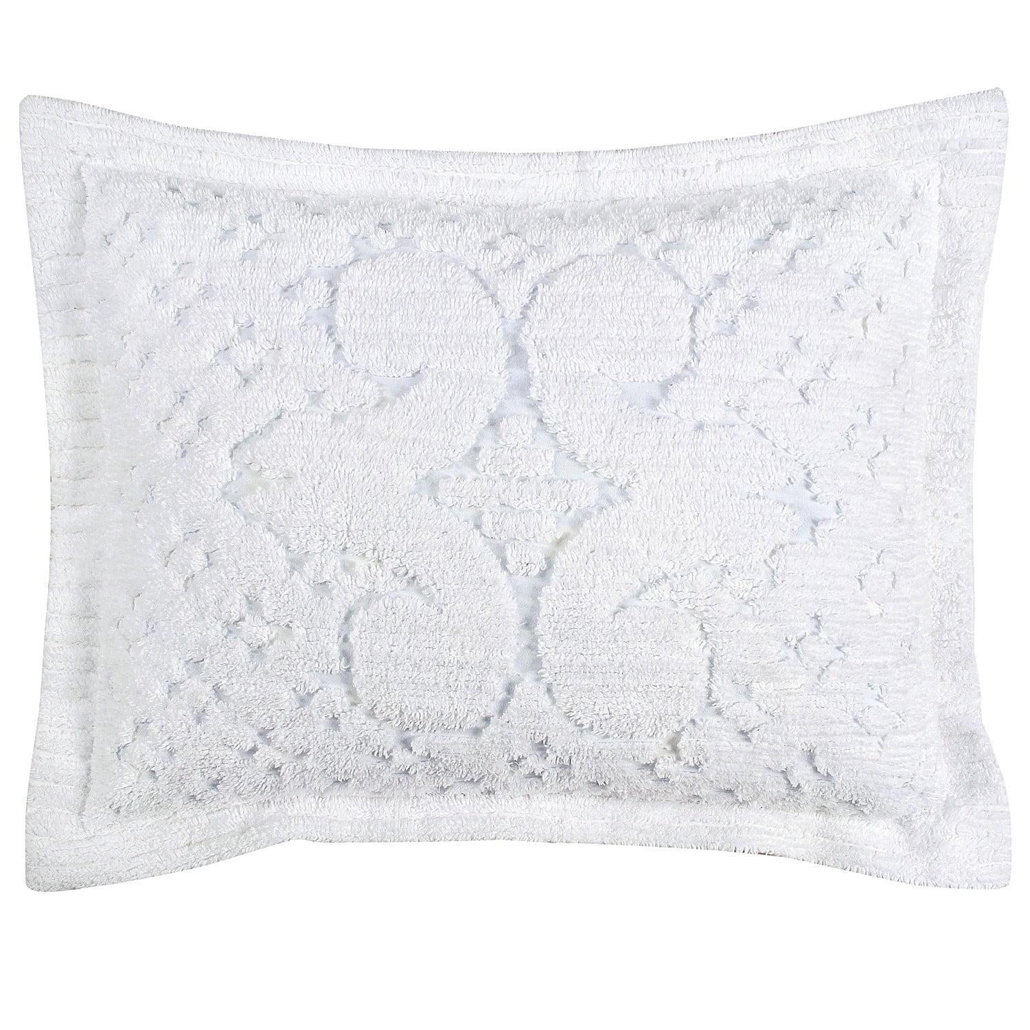 White Cotton Chenille Tufted Standard Sham