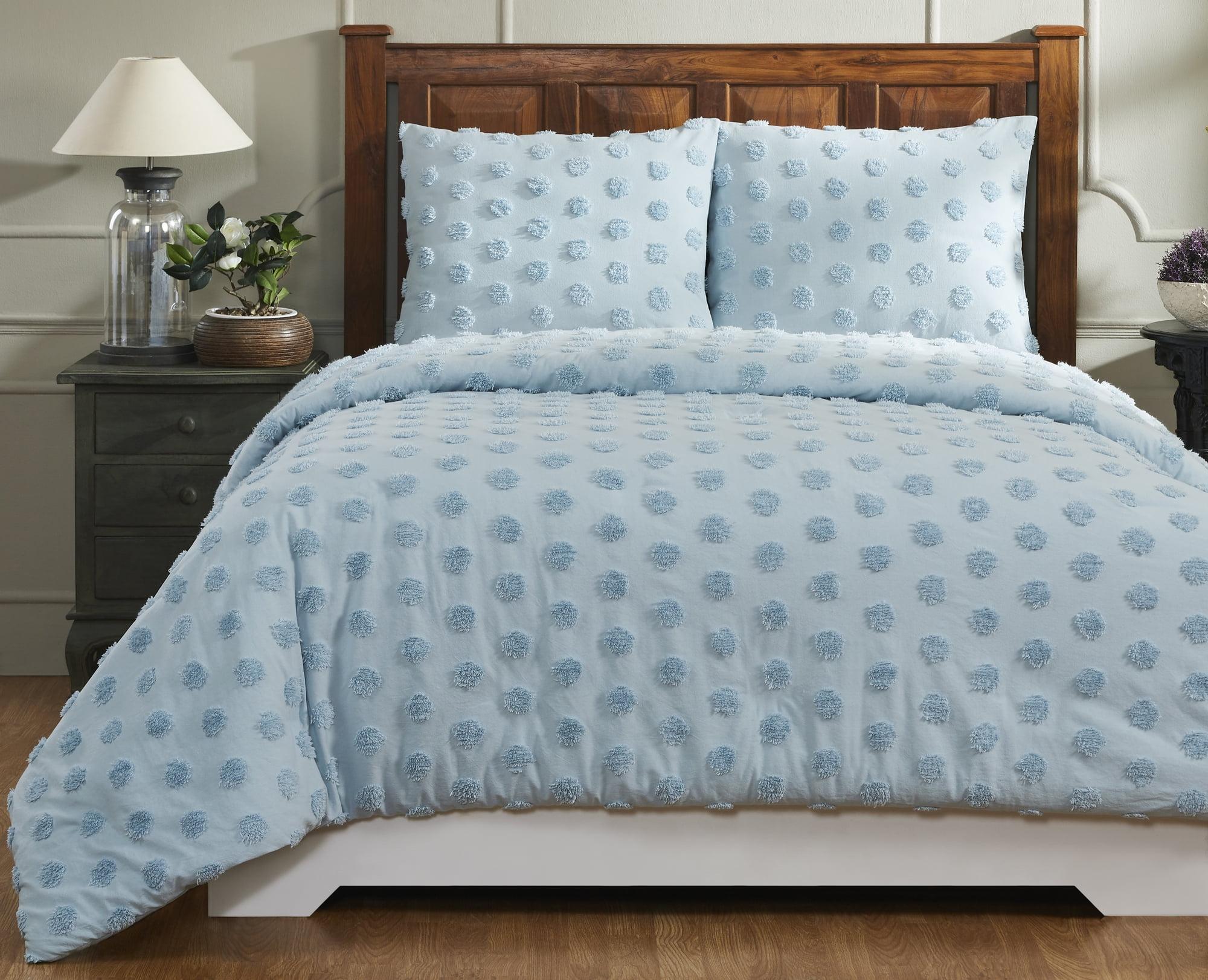 Athenia Plush Blue Cotton Full/Queen Comforter Set with Sham