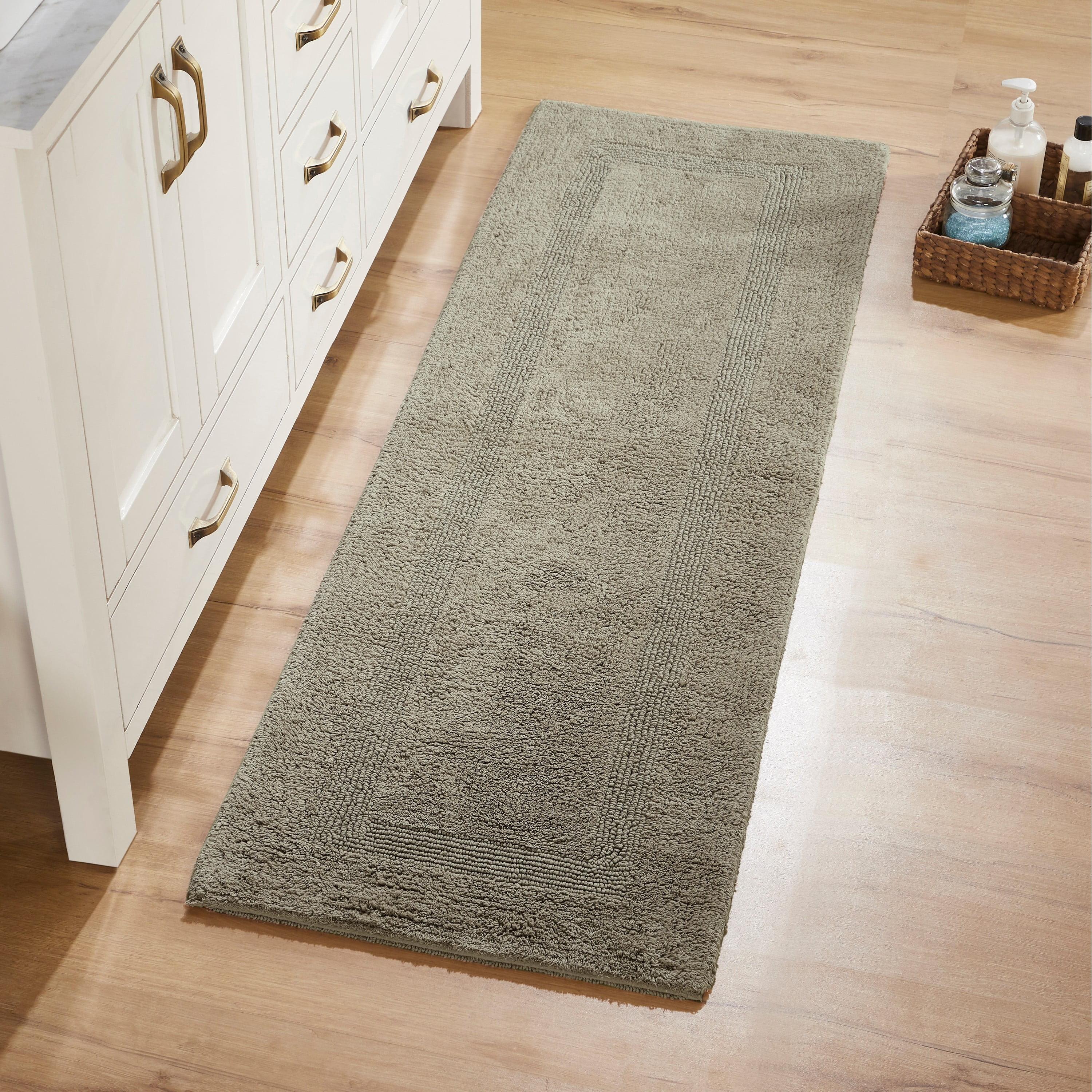 Better Trends Lux 100% Cotton Tufted Solid Reversible Bath Rug 20" x 60" Runner - Beige