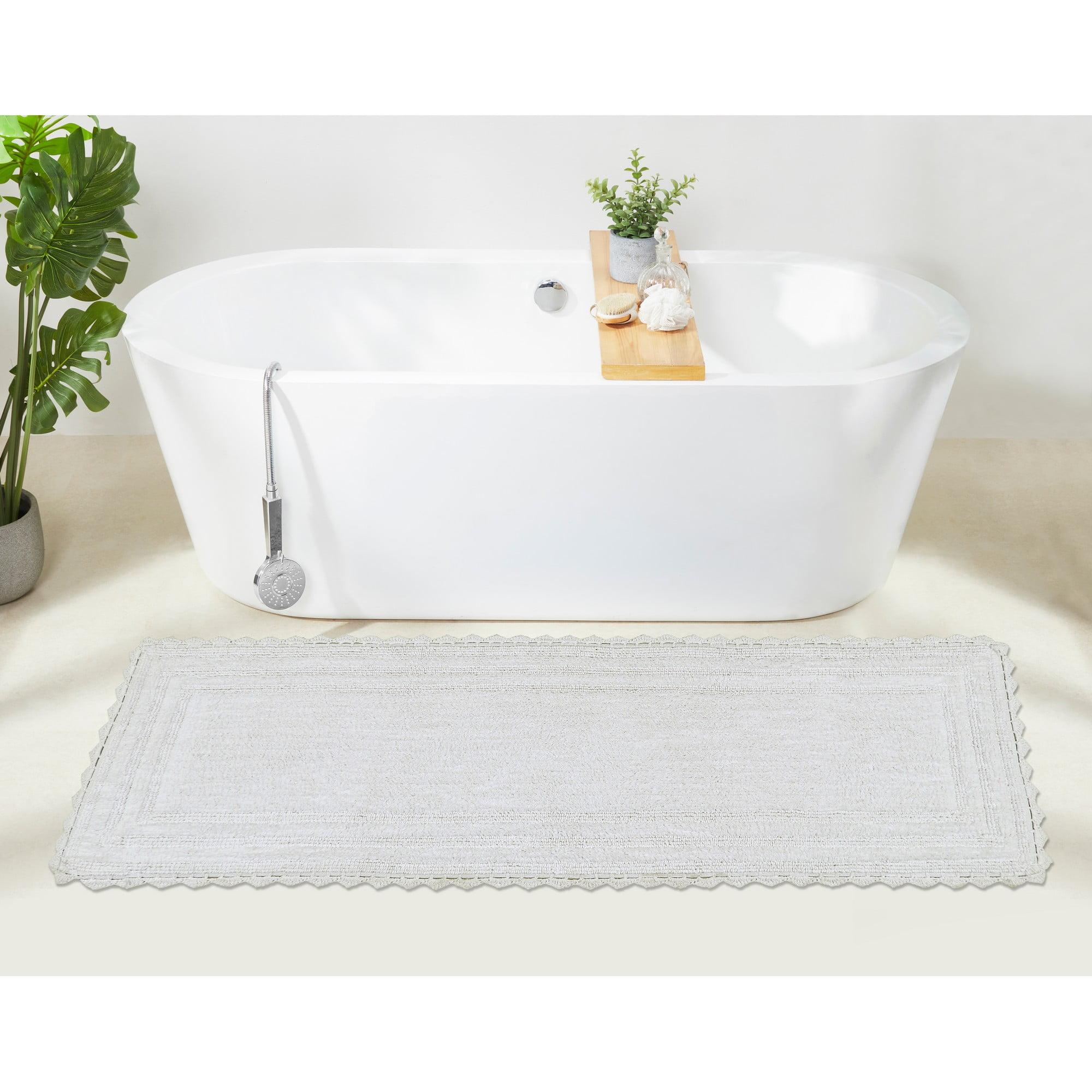 Better Trends Lilly Crochet 100% Cotton Tufted Reversible Bath Rug 20" x 60" Runner - White
