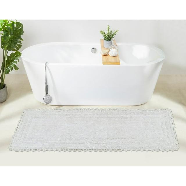 Better Trends Lilly Crochet 100% Cotton Tufted Reversible Bath Rug 20" x 60" Runner - White