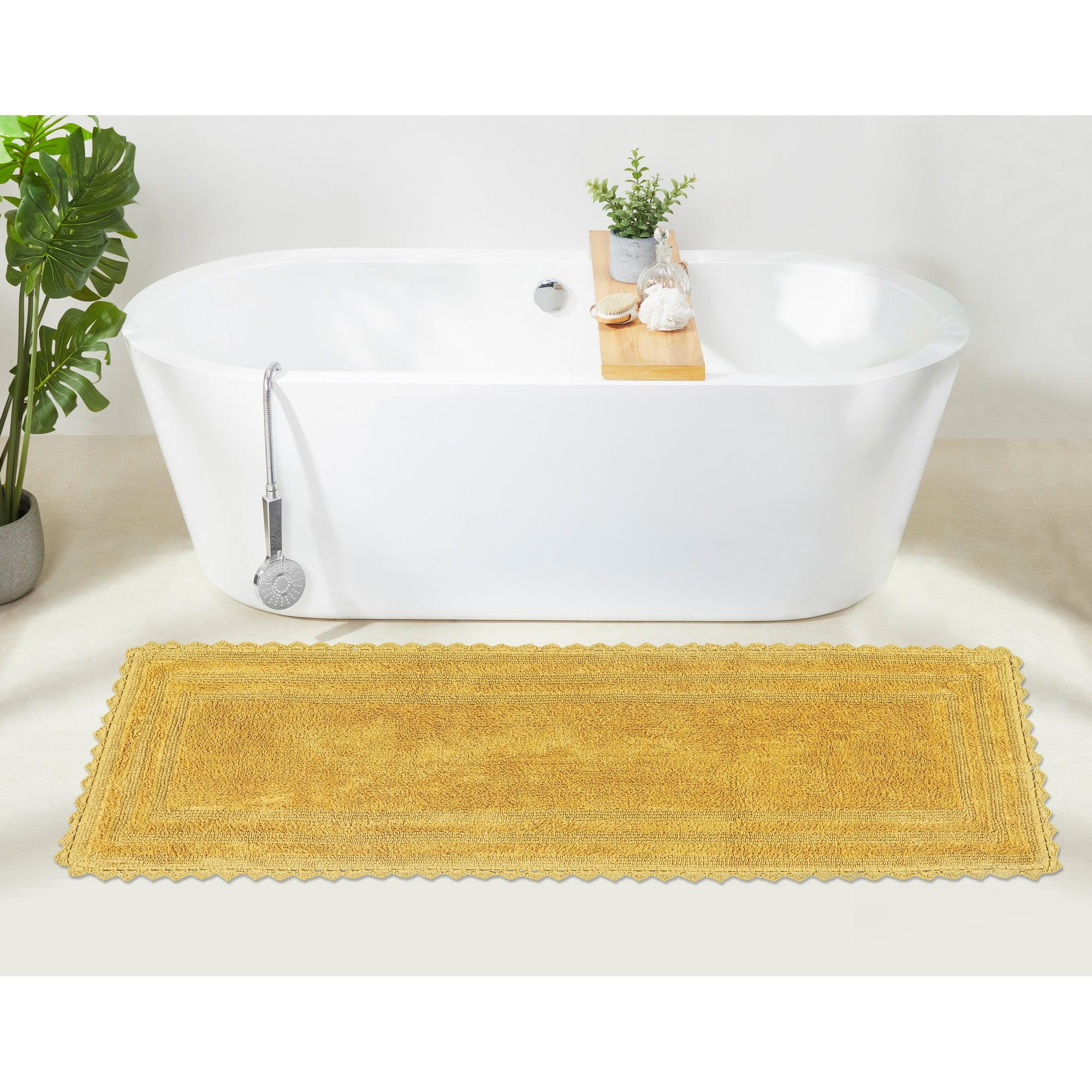 Better Trends Lilly Crochet 100% Cotton Tufted Reversible Bath Rug 20" x 60" Runner - Yellow