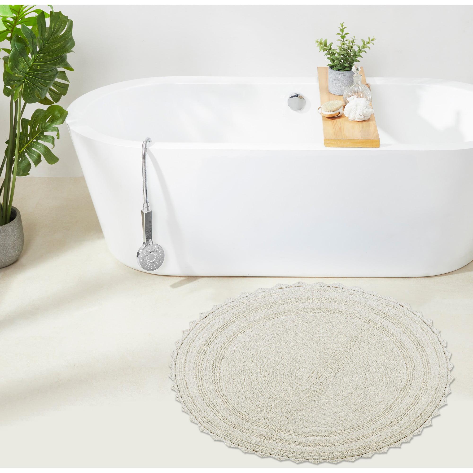 Better Trends Lilly Crochet 100% Cotton Tufted Reversible Bath Rug 30" Round - Ivory