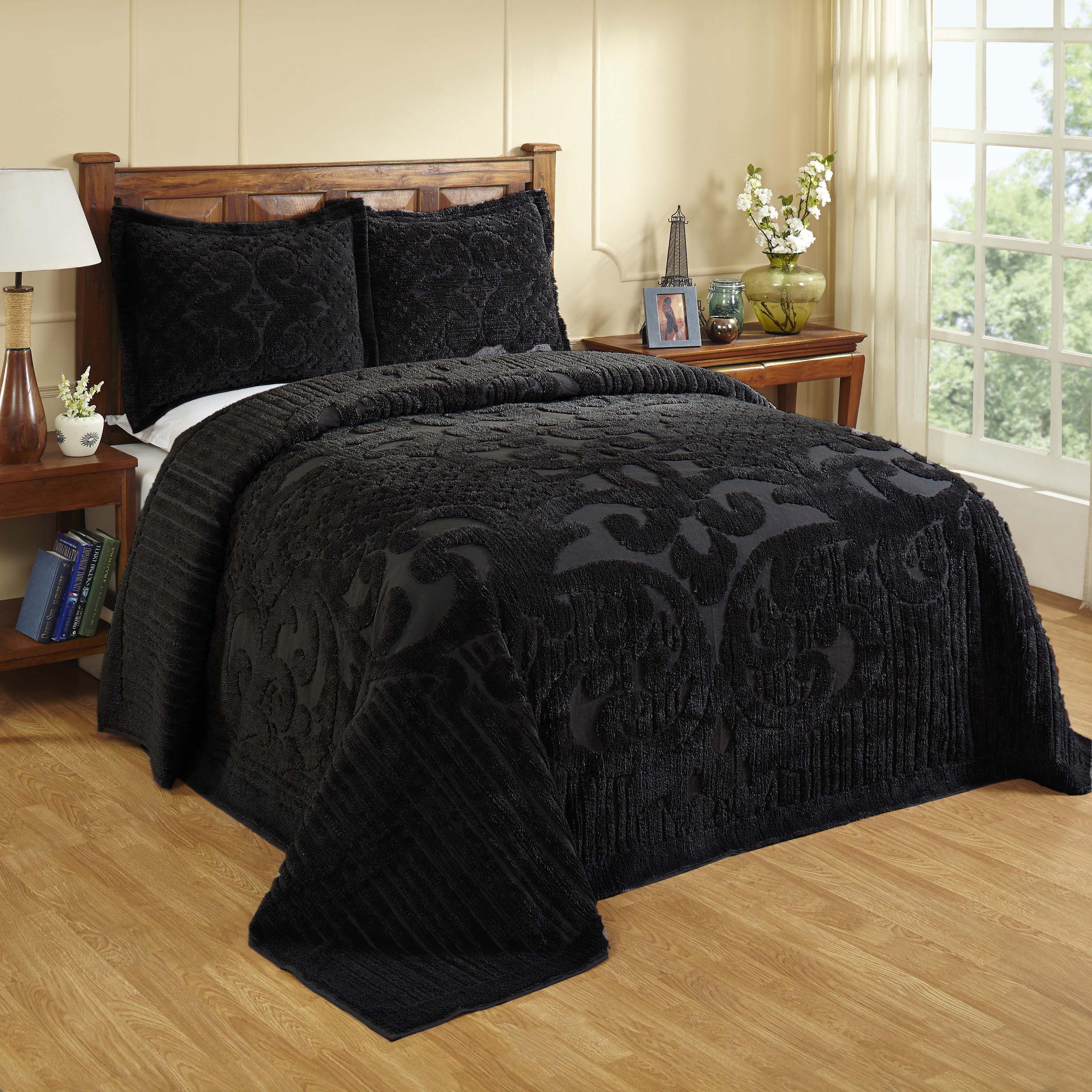 Better Trends Black Ashton Medallion 100% Cotton Bedspread Set, for Adult, No Character, Twin