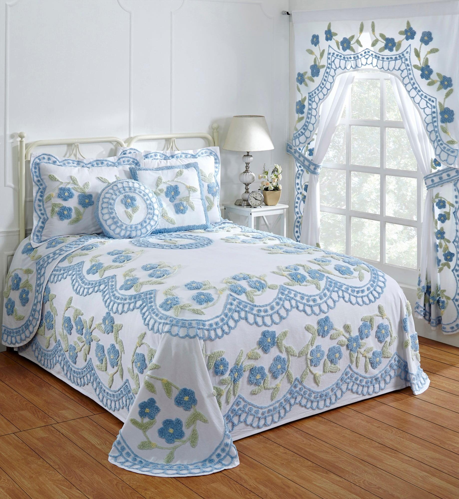 Better Trends Bloomfield 100% Cotton Chenille Coverlet/Bedspread Machine Washable Ultra Soft Floral Pattern All Season Bedding
