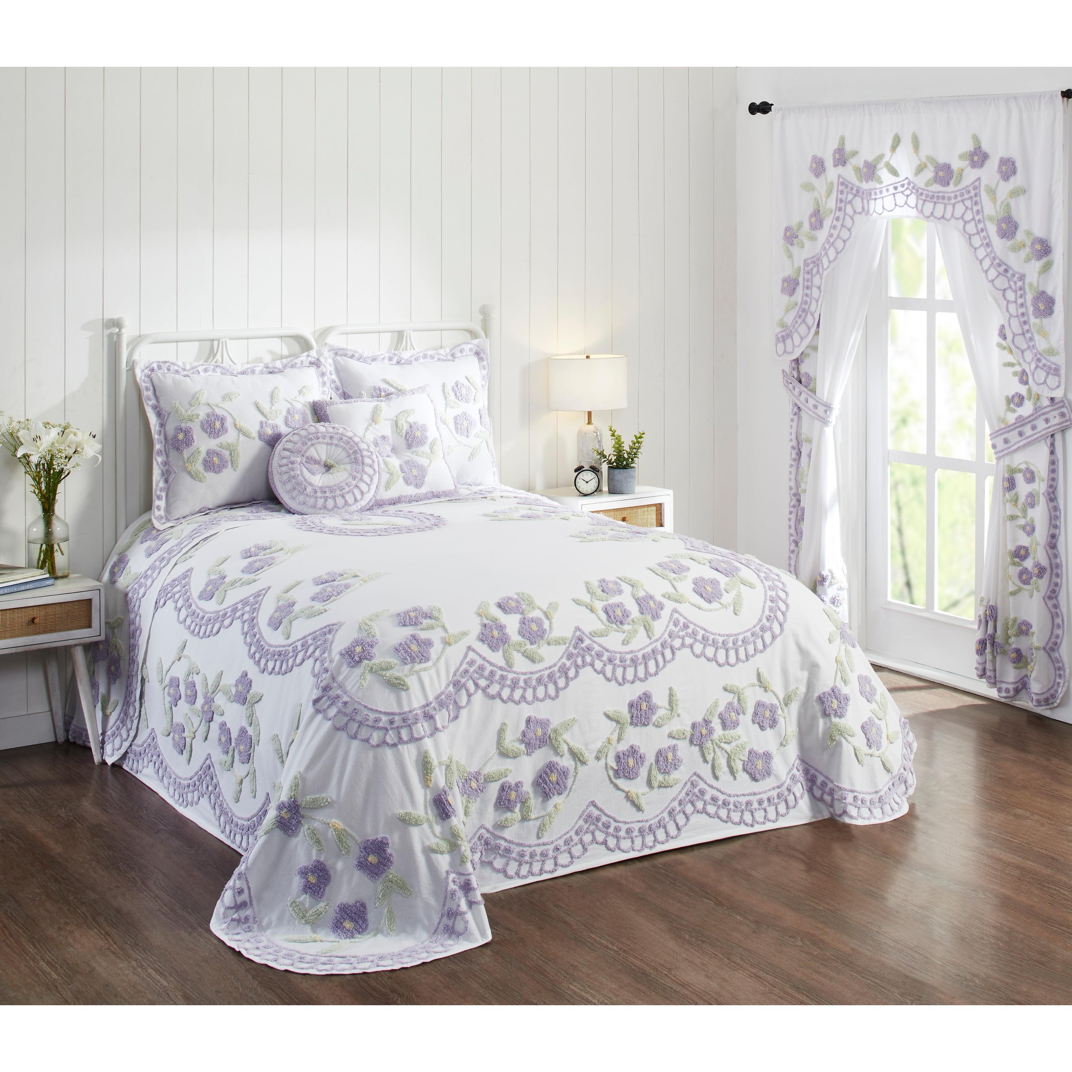 Better Trends Bloomfield 100% Cotton Chenille Coverlet/Bedspread Machine Washable Ultra Soft Floral Pattern All Season Bedding
