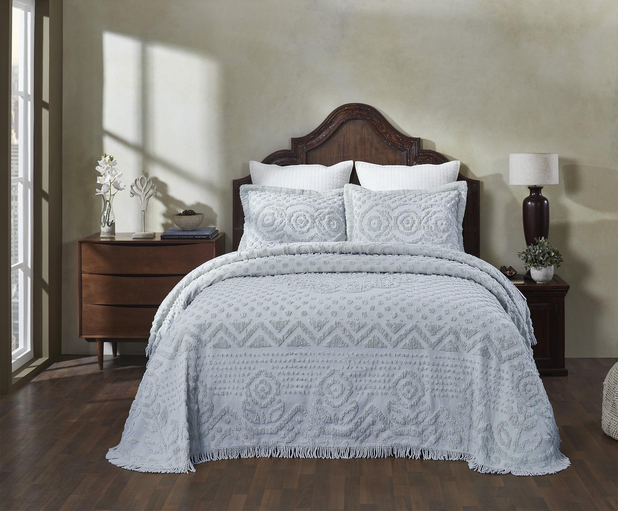 Better Trends Heirloom Collection Machine Washable 100% Cotton Chenille Coverlet / Bedspread Lush & Comfortable Bedding Medallion Pattern Fit All-Season
