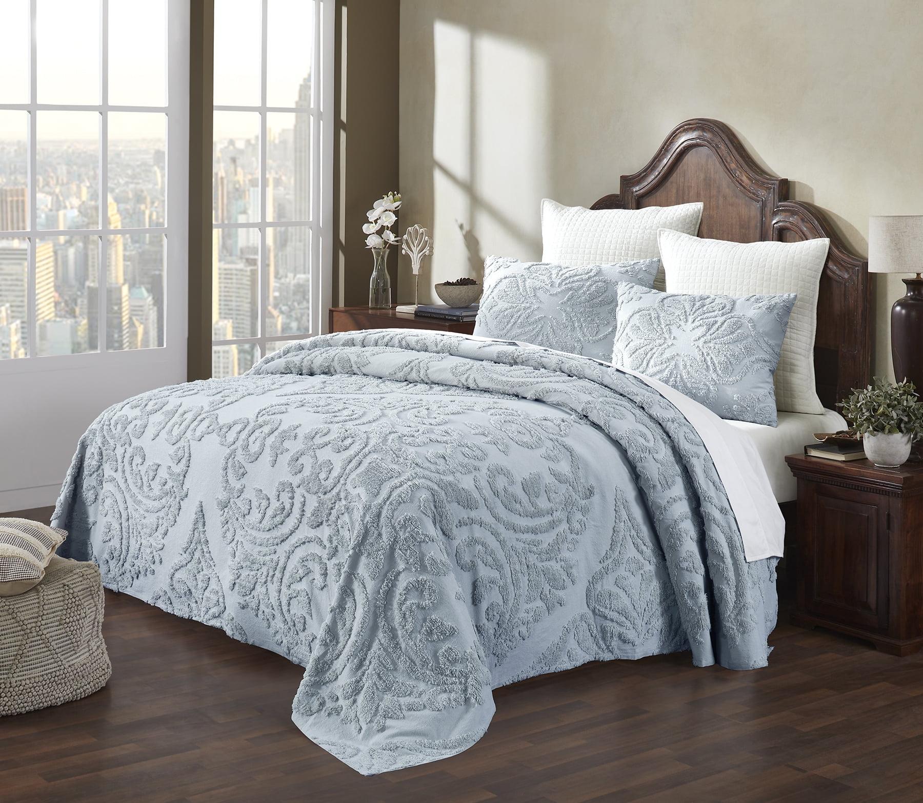 Better Trends Rylee 100% Cotton Premium Chenille Bedspread Set Soft & Breathable Floral Design Machine Washable, Luxurious All Season Comfort Bedding Set (Set of 3)