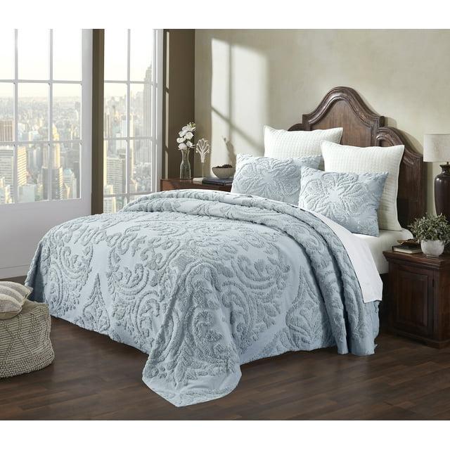 Better Trends Rylee Collection Blue Cotton Tufted Bedspread Set