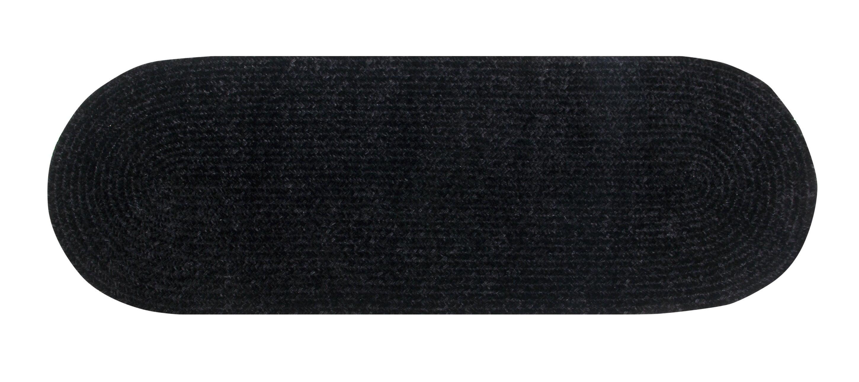 24" x 72" Chenille Solid Collection Black Reversible Indoor Area Utility Runner Rug - Better Trends