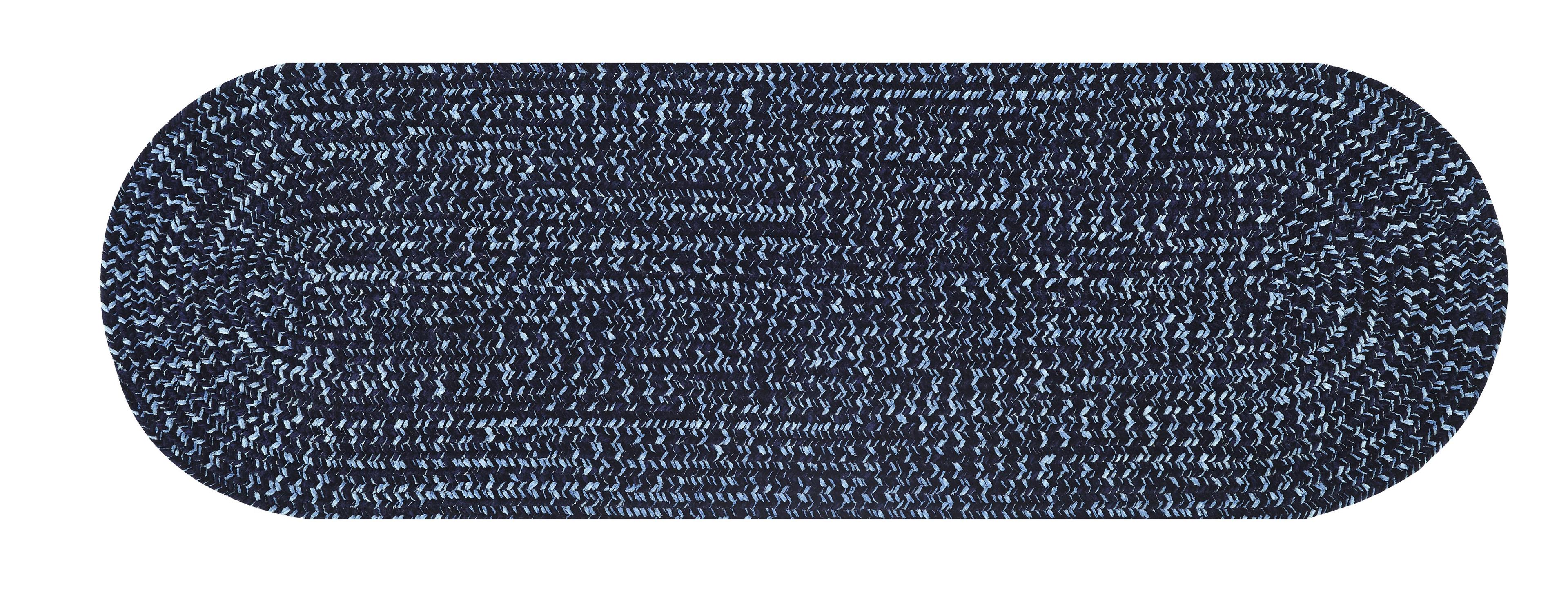 Navy and Smoke Blue Braided Reversible Synthetic Rug