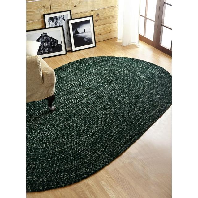 Better Trends Chenille Tweed Braid Reversible Indoor Area Utility Rug 100% Polyester, 30" x 50" Oval, Diluth & Emerald