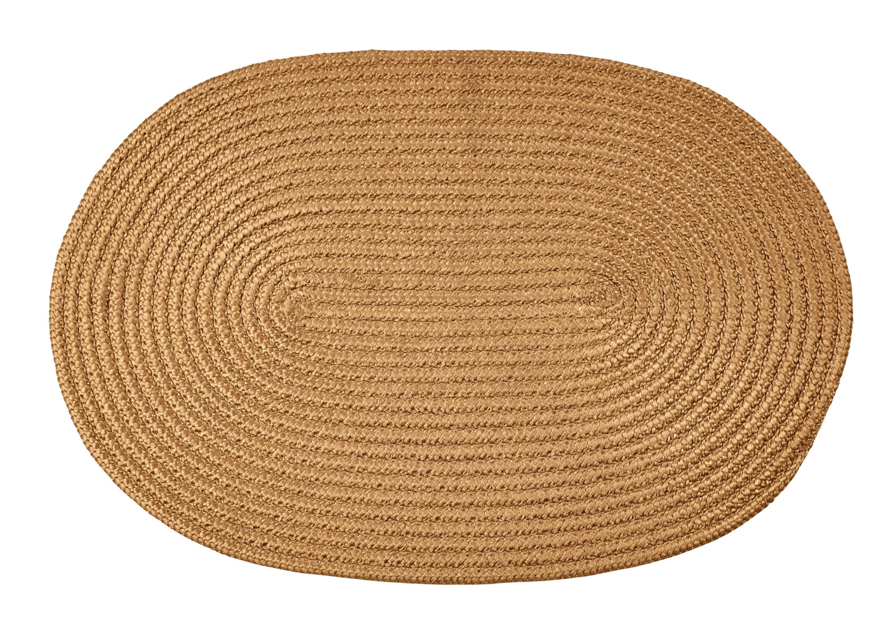 Straw Solid Braided Reversible Oval Synthetic Rug 42" x 66"