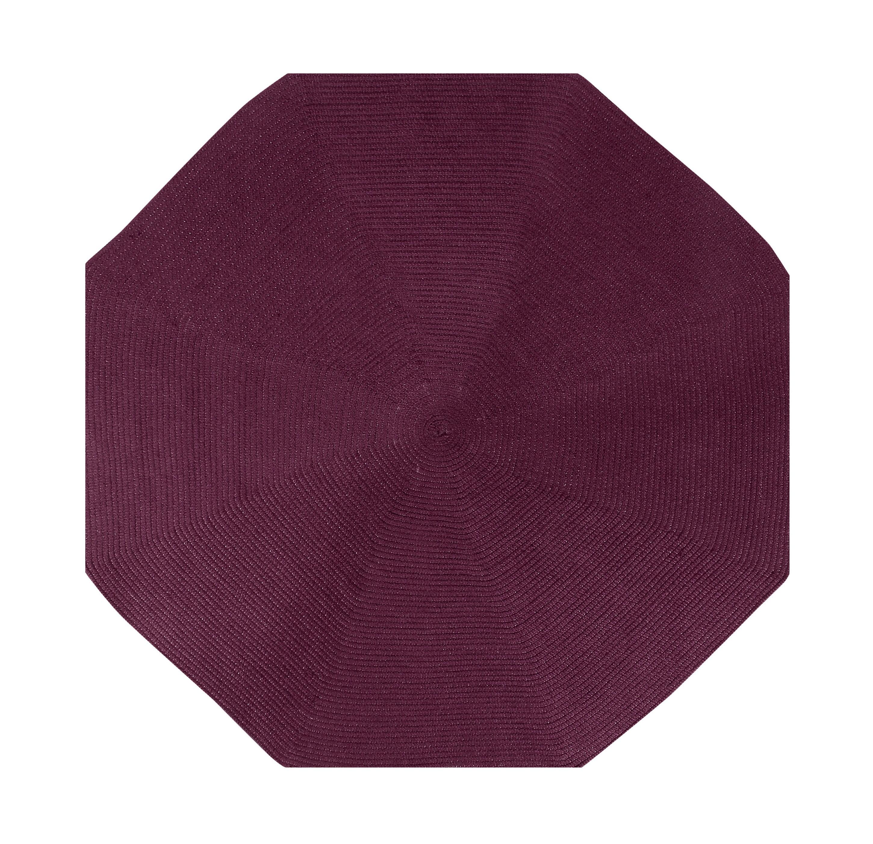 Burgundy Octagonal Braided Reversible Synthetic Rug