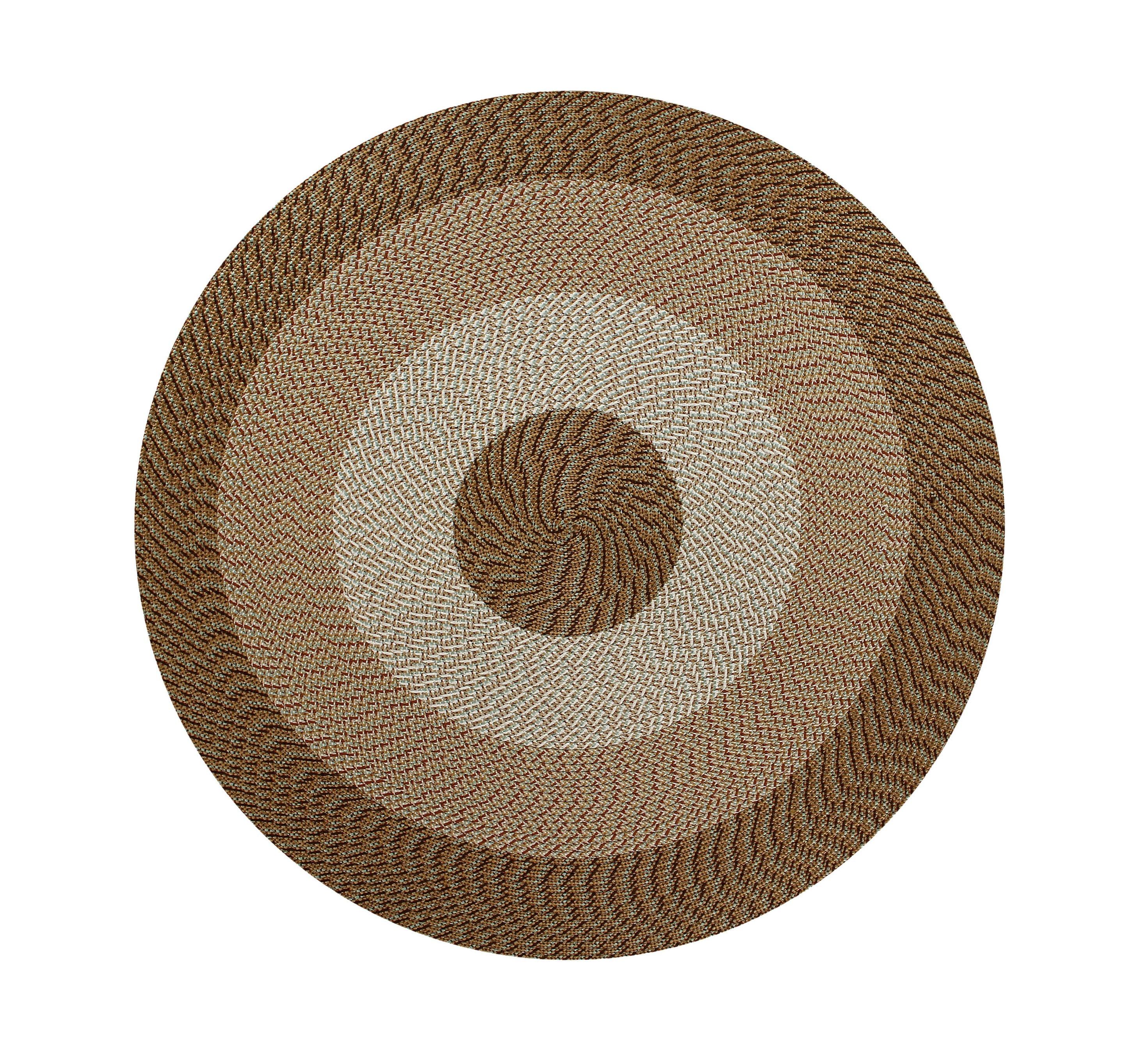 72" x 72" Country Stripe Collection Straw Stripe Reversible Indoor Area Utility Round Rug - Better Trends