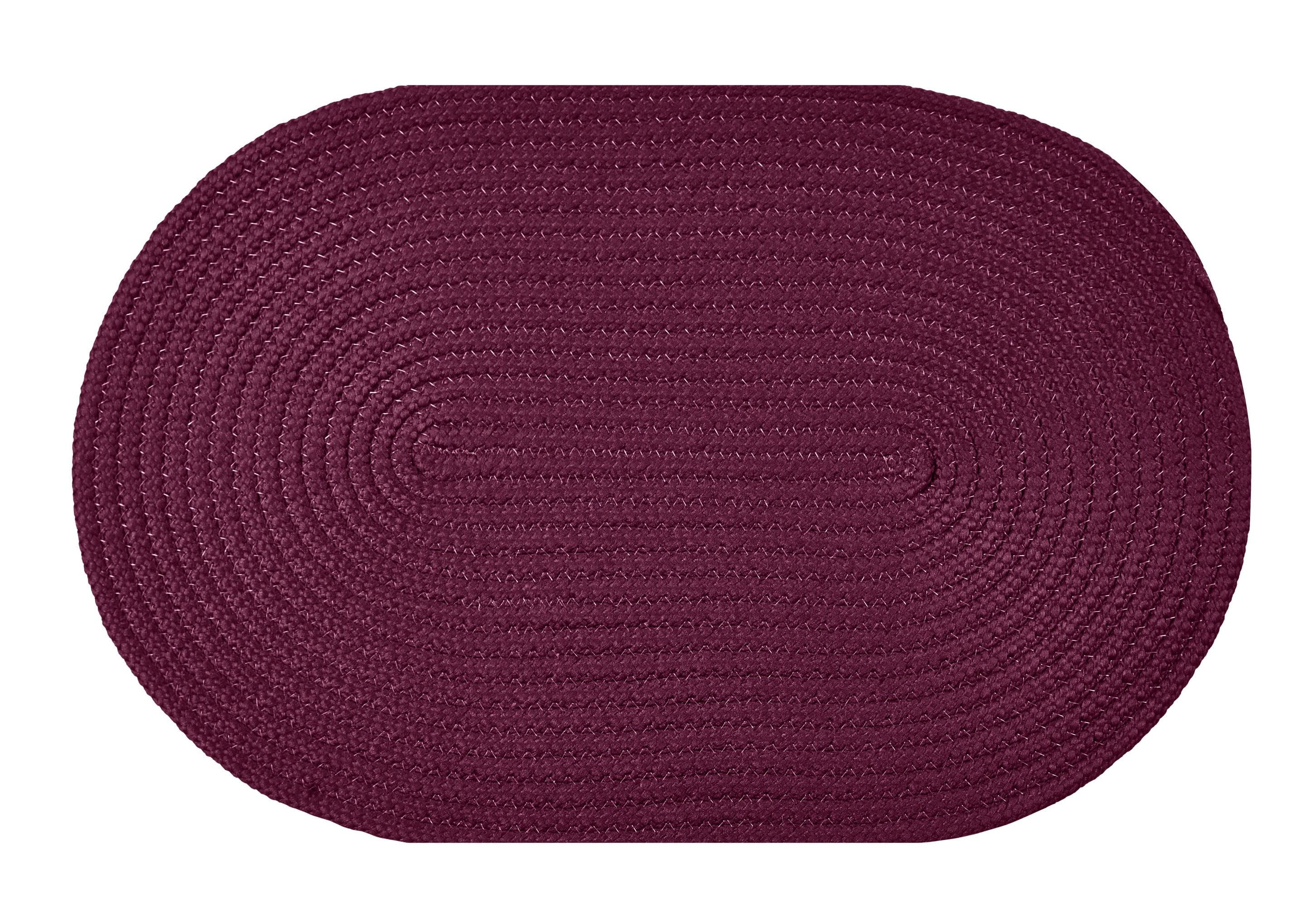 Burgundy Oval Braided Reversible Synthetic Rug, 96" x 132"