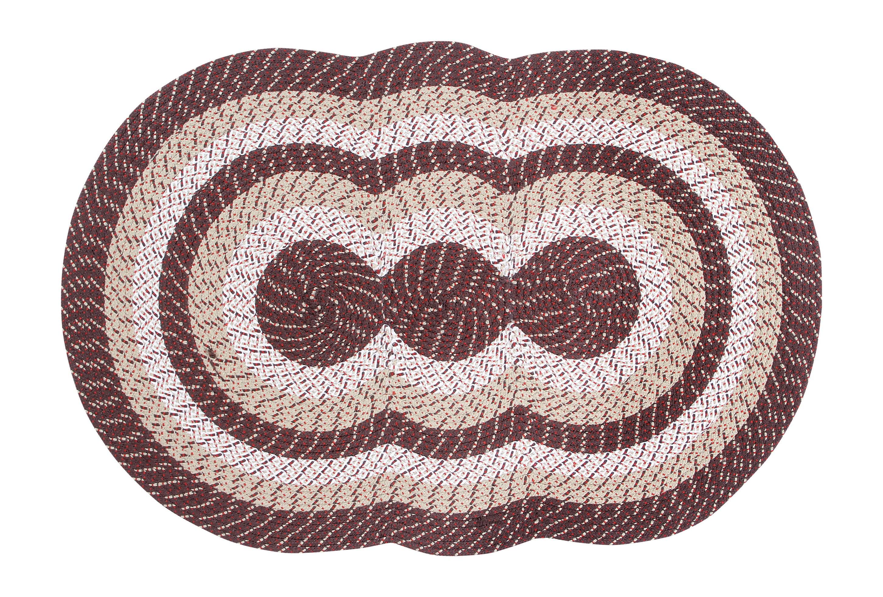 Country Stripe 41" Oval Braided Brown Stripe Synthetic Rug