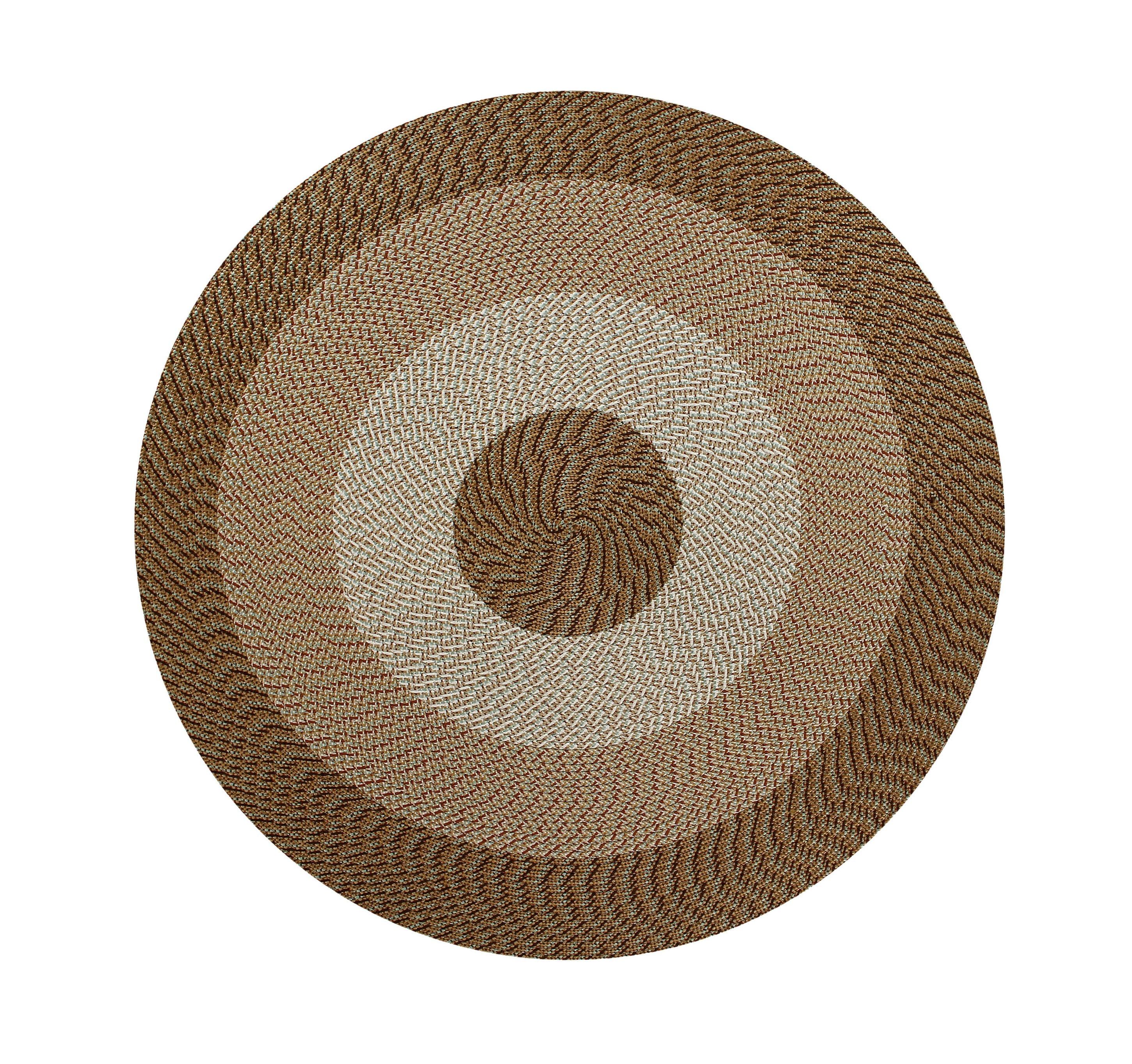 Country Braid 72" Round Straw Stripe Reversible Rug