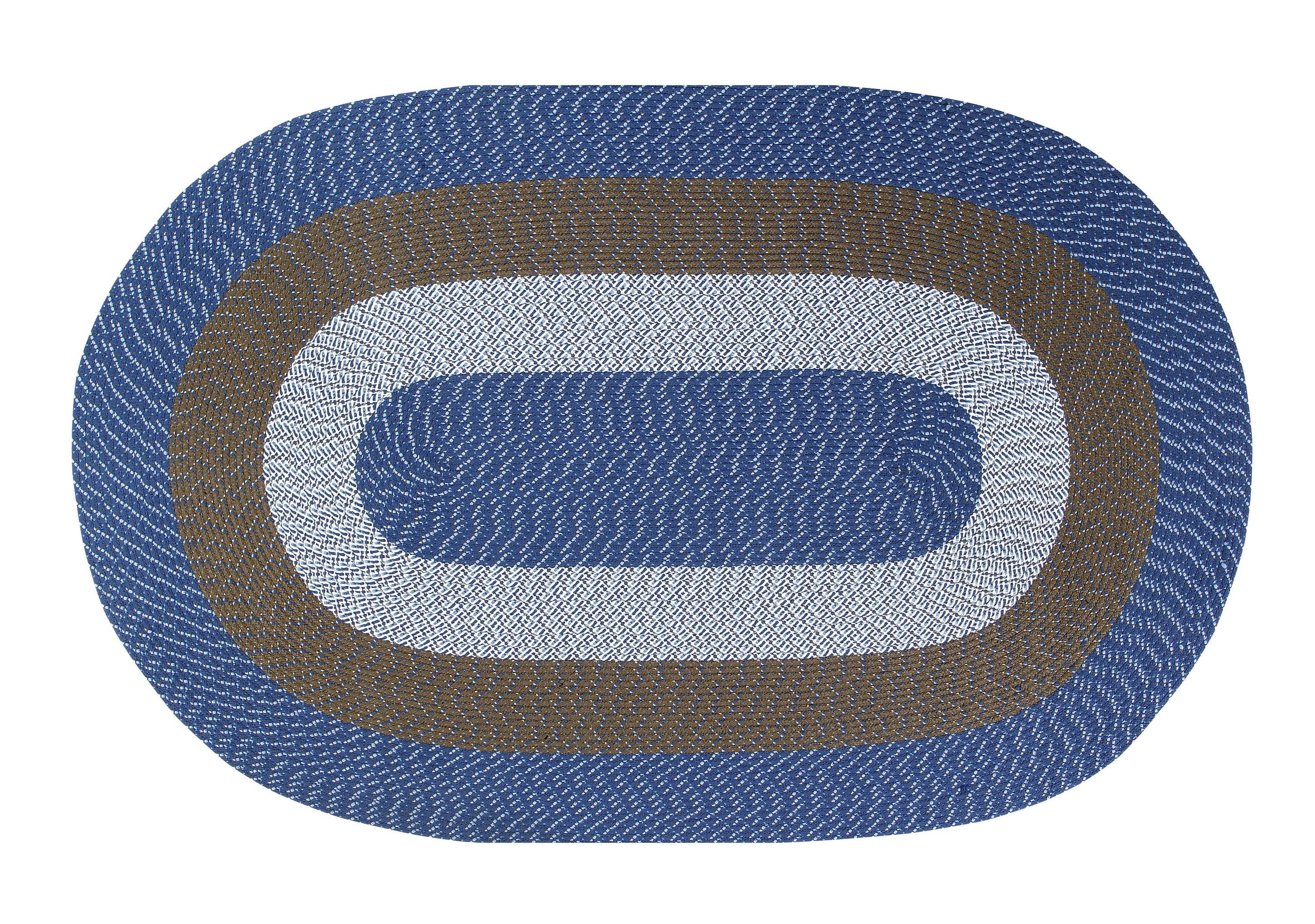 Better Trends Country Polypropylene 42" x 66" Oval  Braided Rug, Indoor Use, for Adult - Chambray Stripe