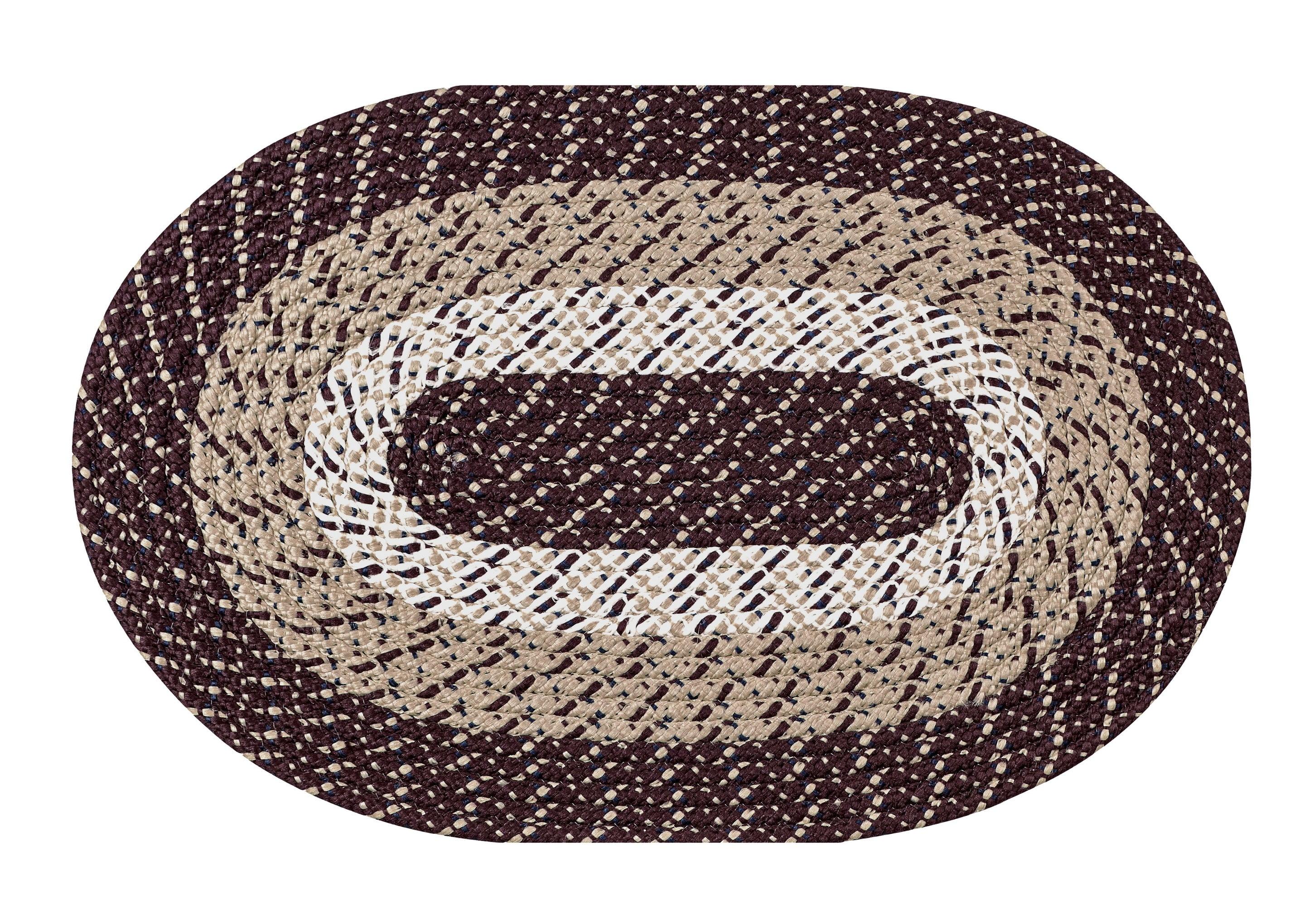 Better Trends Country Polypropylene 64" x 100" Oval  Braided Rug - Burgundy Stripe