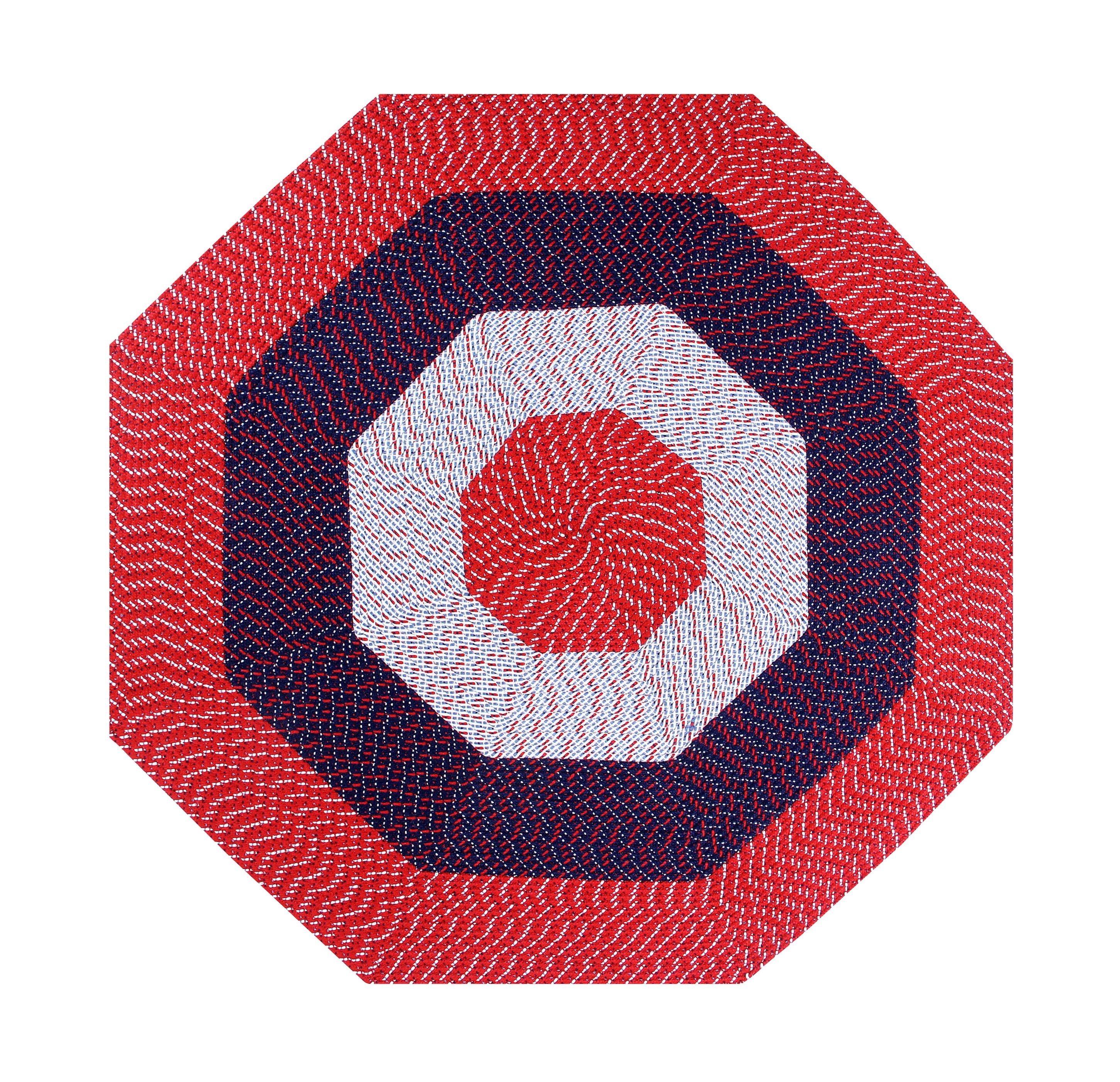 96" x 96" Country Stripe Collection Americana Stripe Reversible Indoor Area Utility Octagonal Rug - Better Trends