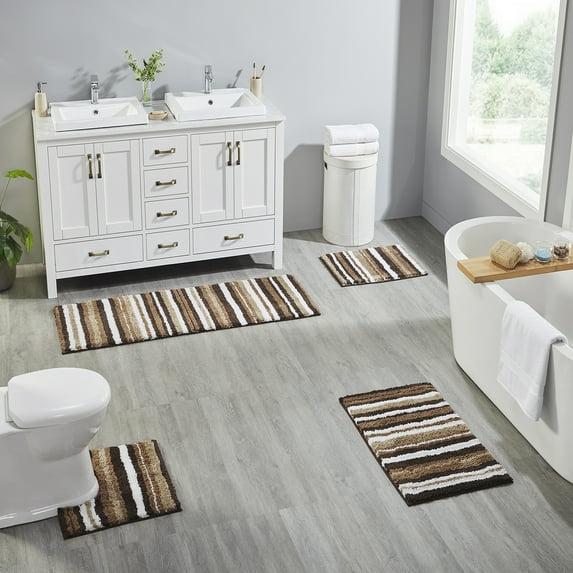 Better Trends Griffie 100% Polyester 4 Piece Set Bath Mat Rug Set - Café