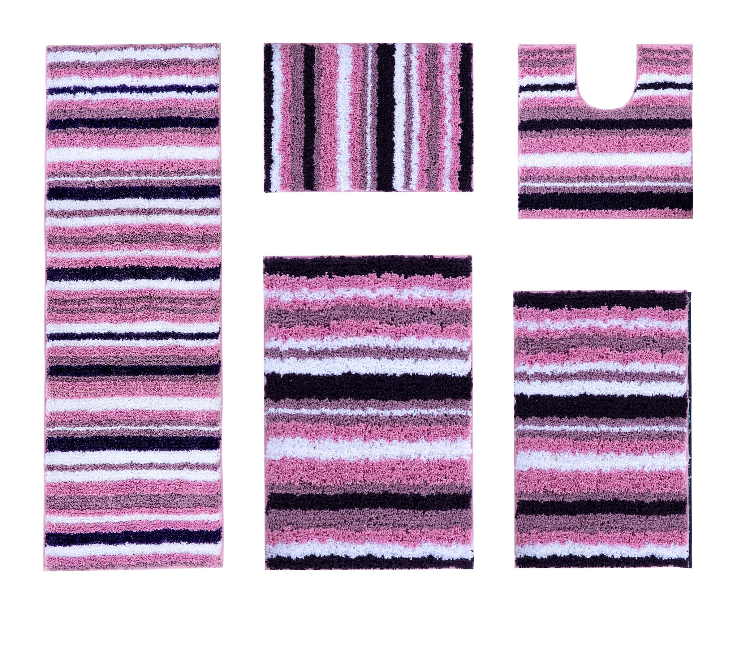 Better Trends Griffie 100% Polyester TPR Backing Tufted 5 Pc (17" x 24" | 20" x 20" | 20" x 32" | 24" x 36" | 20" x 60") Bath Rug Set -