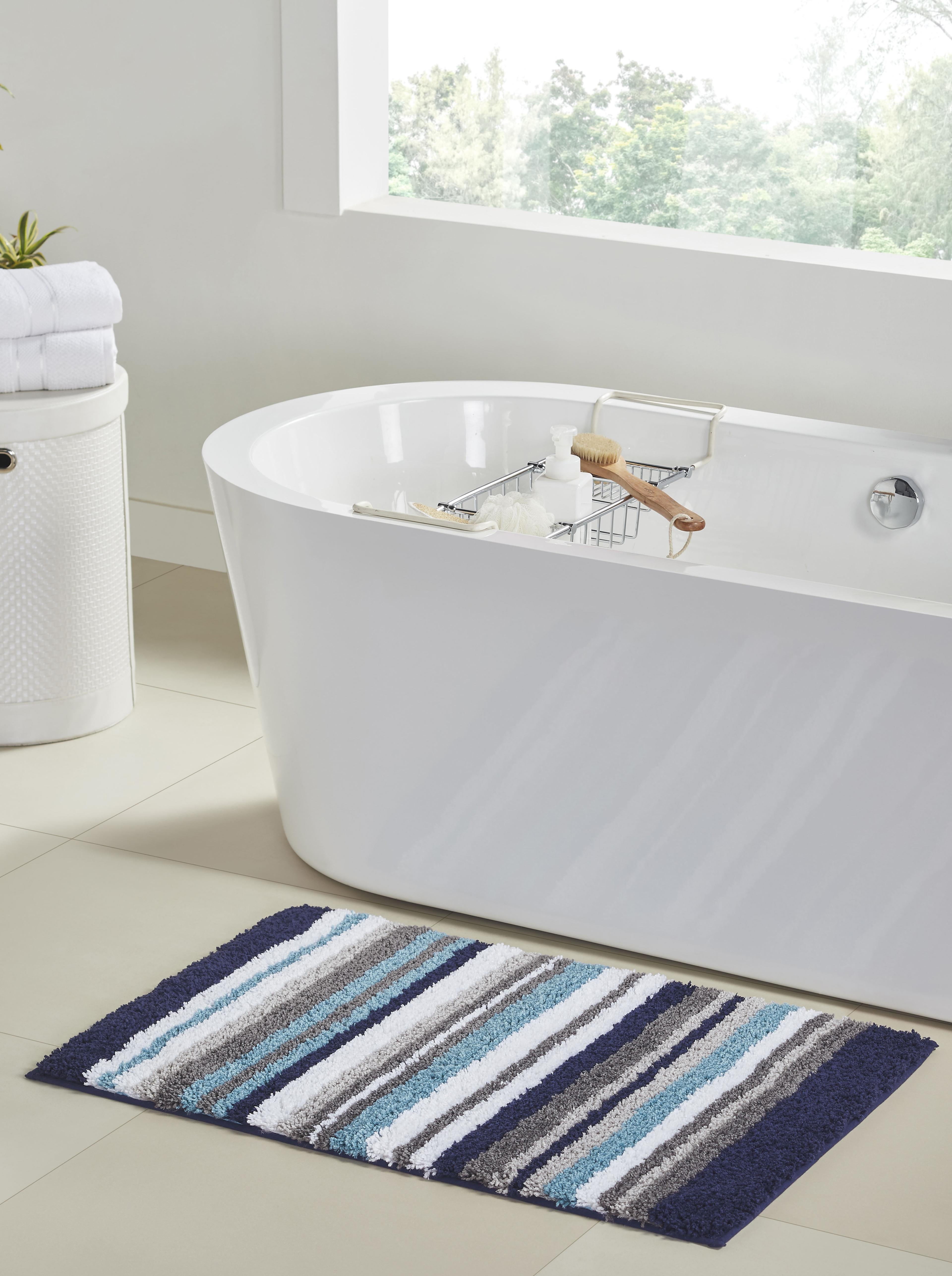 Better Trends Griffie 100% Polyester TPR Backing Tufted Bath Rug 24" x 36" Rectangle - Blue