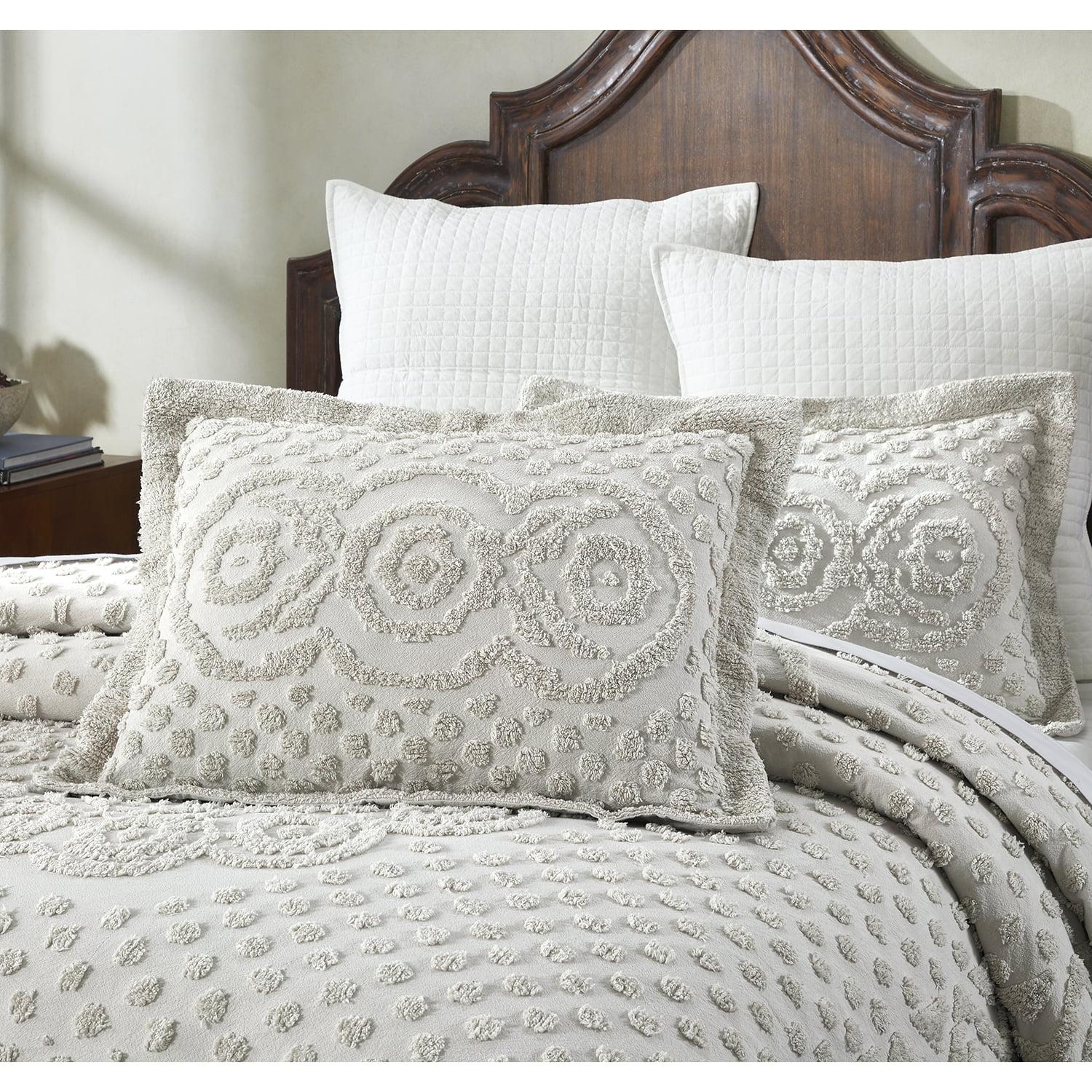 Ivory Tufted Chenille Cotton King Sham