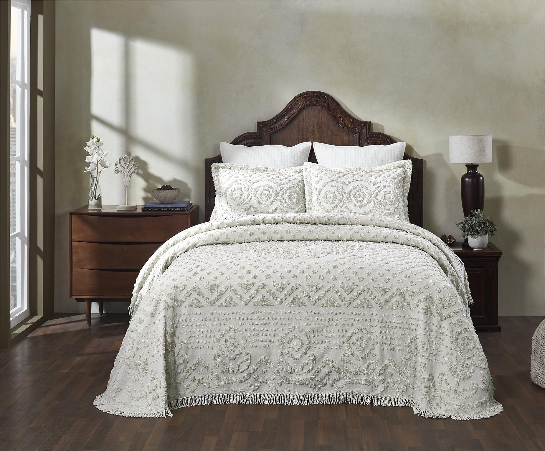 Better Trends Heirloom Collection Machine Washable 100% Cotton Chenille Coverlet / Bedspread Lush & Comfortable Bedding Medallion Pattern Fit All-Season