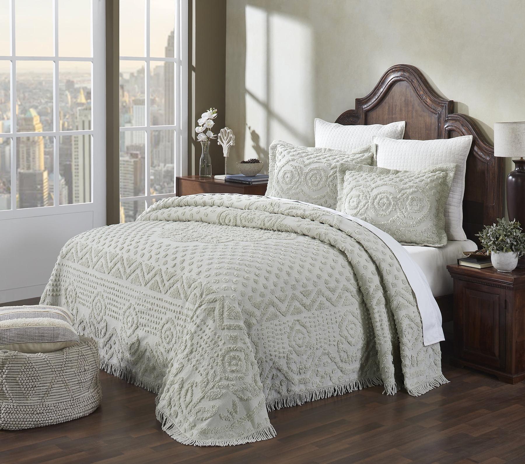 Better Trends Heirloom Collection Machine Washable 100% Cotton Chenille Coverlet / Bedspread Lush & Comfortable Bedding Medallion Pattern Fit All-Season