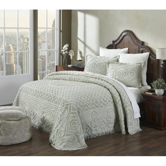 Better Trends Heirloom Collection Machine Washable 100% Cotton Chenille Coverlet / Bedspread Lush & Comfortable Bedding Medallion Pattern Fit All-Season