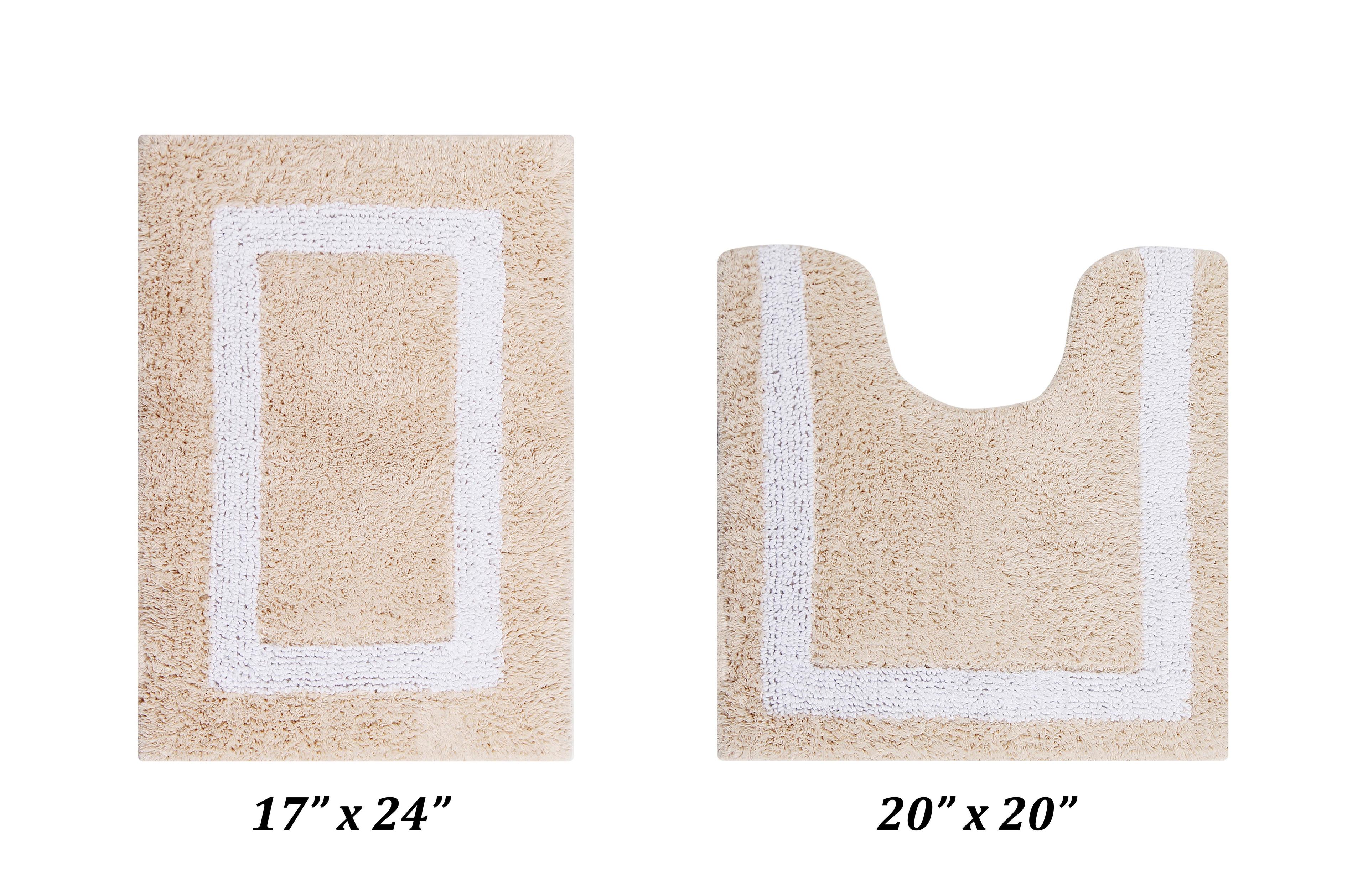 Better Trends Hotel Multi 100% Cotton Tufted Two Tone Reversible Bath Rug Set 2 PC (17" x 24" | 20" x 20") - Sand/White