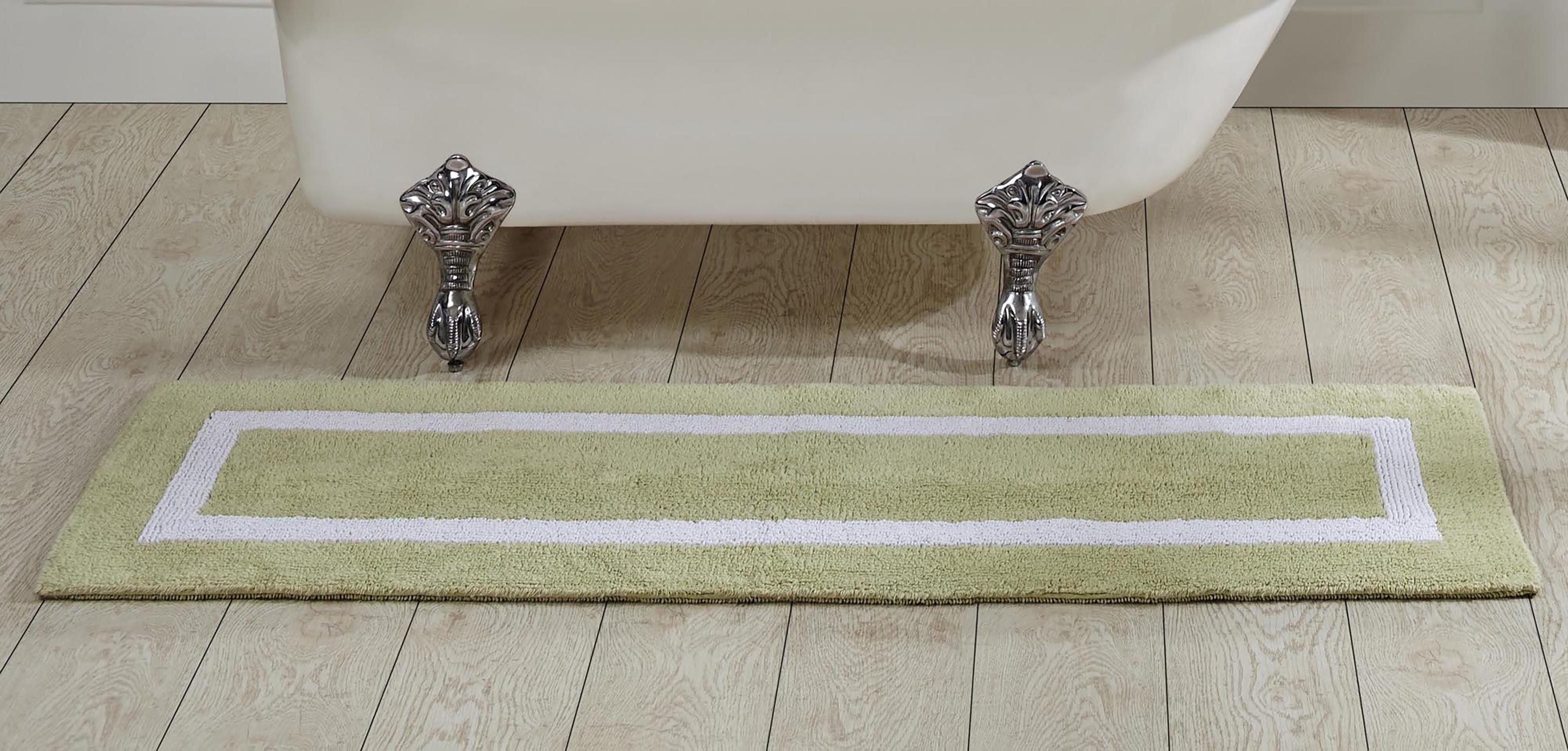 Better Trends Hotel Multi 100% Cotton Tufted Two Tone Reversible Bath Rug 20" x 60" Runner - Sage/White