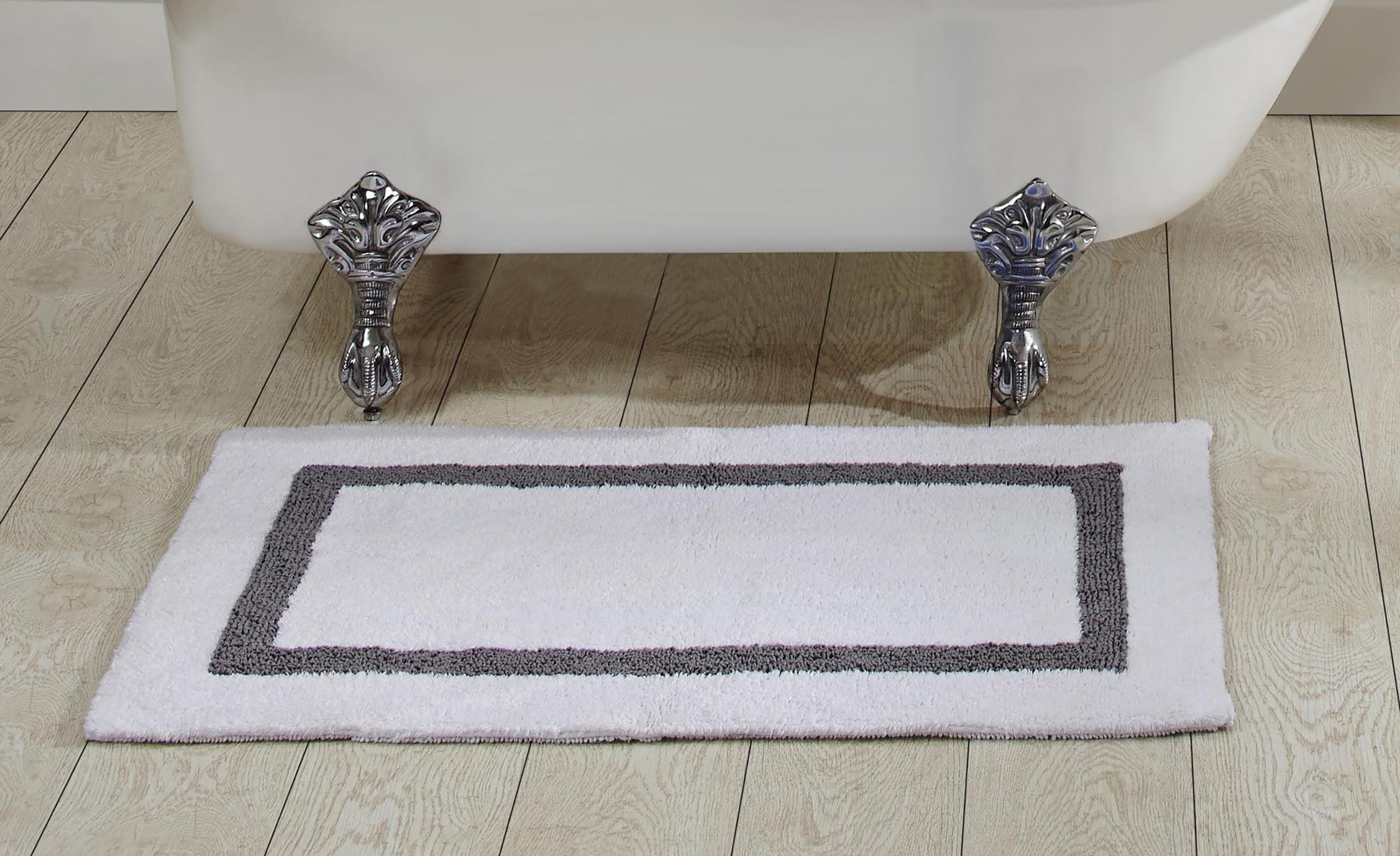 24"x40" Hotel Collection Bath Rug White/Gray - Better Trends: Cotton, Tufted, Machine Washable