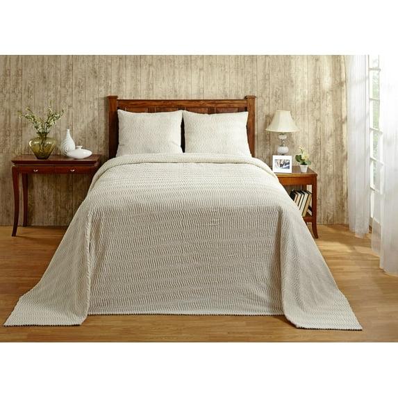 Better Trends Chenille Bedspread For Twin Size Bed 100% Cotton Lightweight Bedspread for all Season 81" x 110" Natick Collection - Ivory
