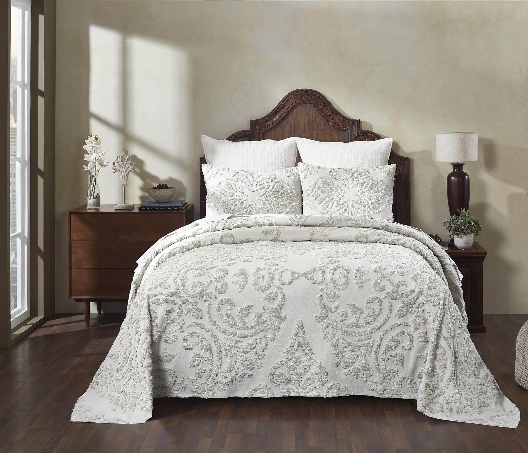Better Trends Rylee 100% Cotton Premium Chenille Bedspread Set Soft & Breathable Floral Design Machine Washable, Luxurious All Season Comfort Bedding Set (Set of 3)
