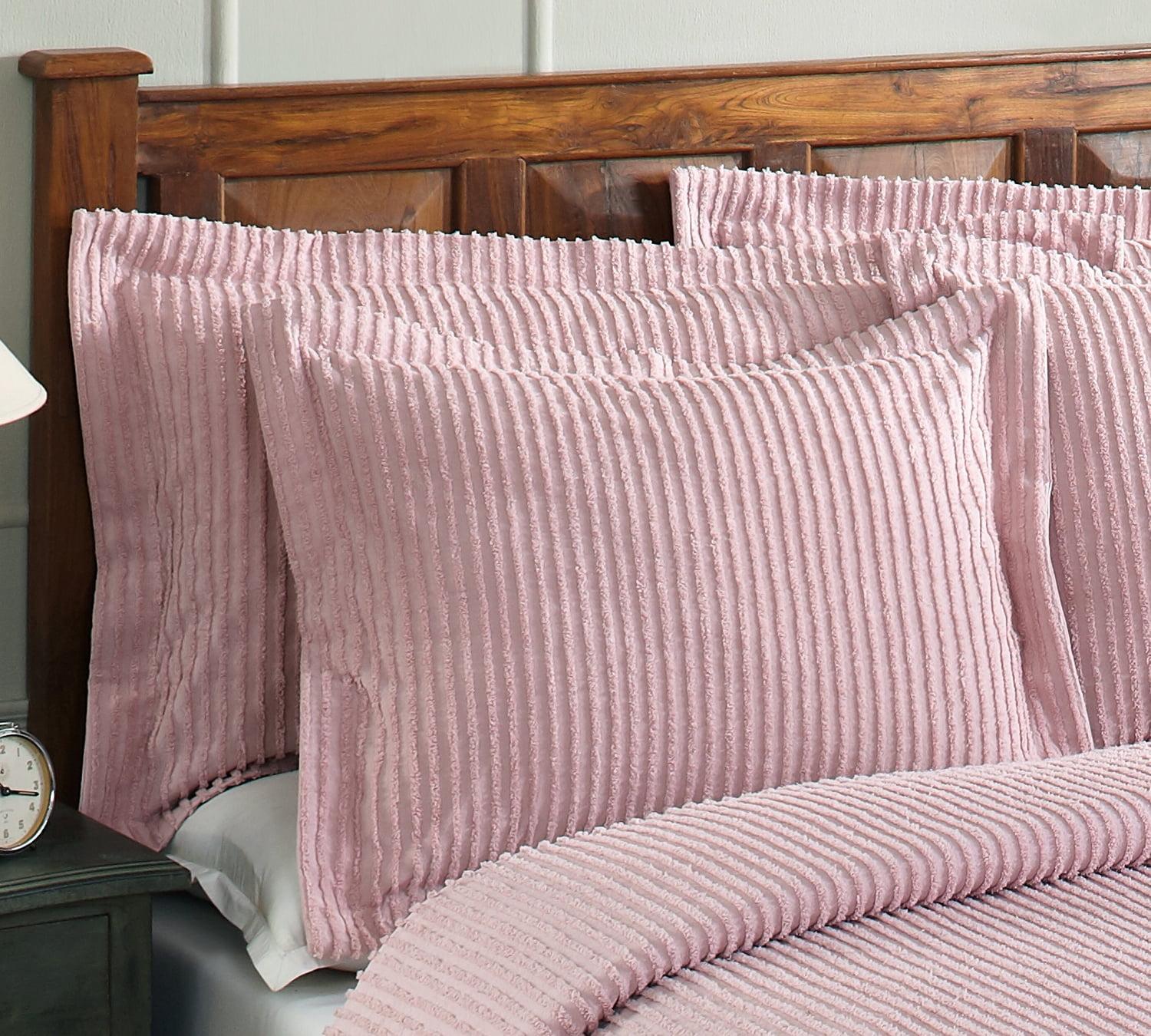 Better Trends Jullian Collection 100% Cotton Tufted Pillow Sham with Stripe Pattern Machine Washable Pillow Cover