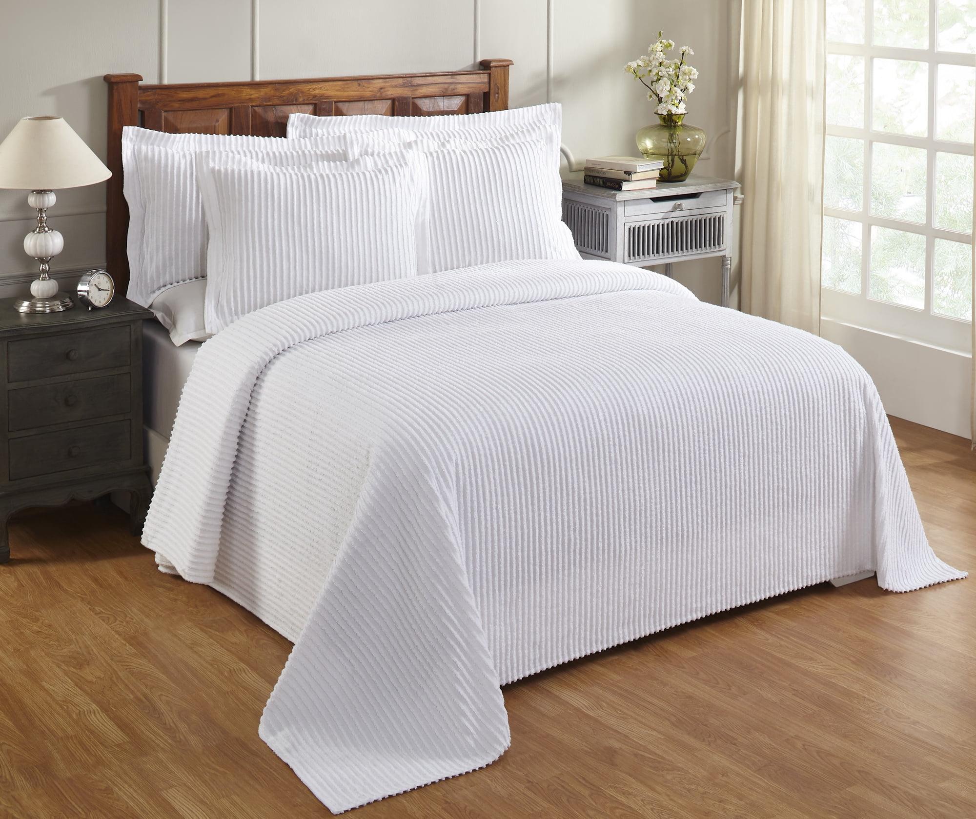 Better Trends Jullian Solid Print 100% Cotton, Queen Bedspread, White