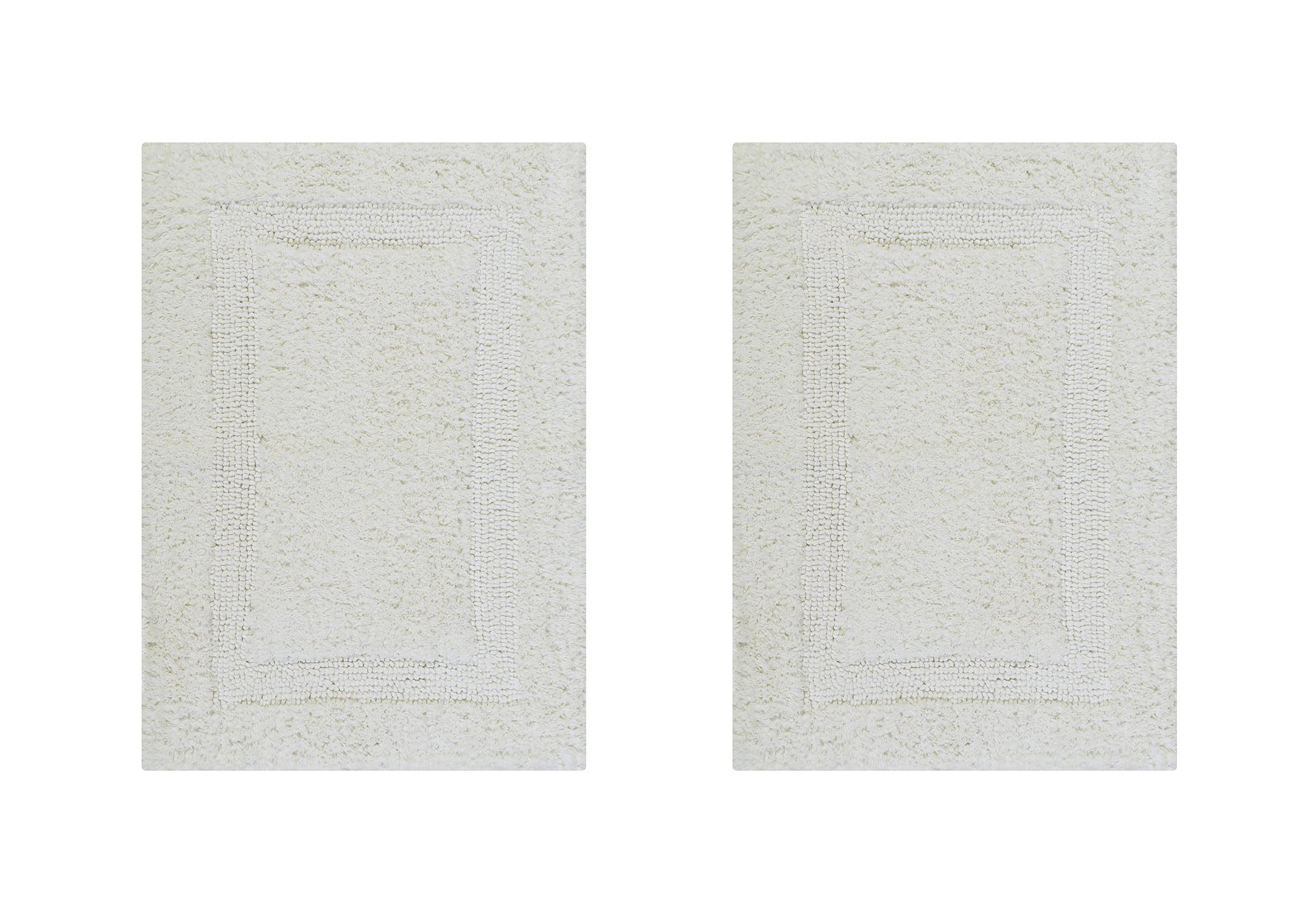 Better Trends Lux 100% Cotton Tufted Solid Reversible Bath Rug Set 2 PC (17" x 24" | 17" x 24") - Ivory