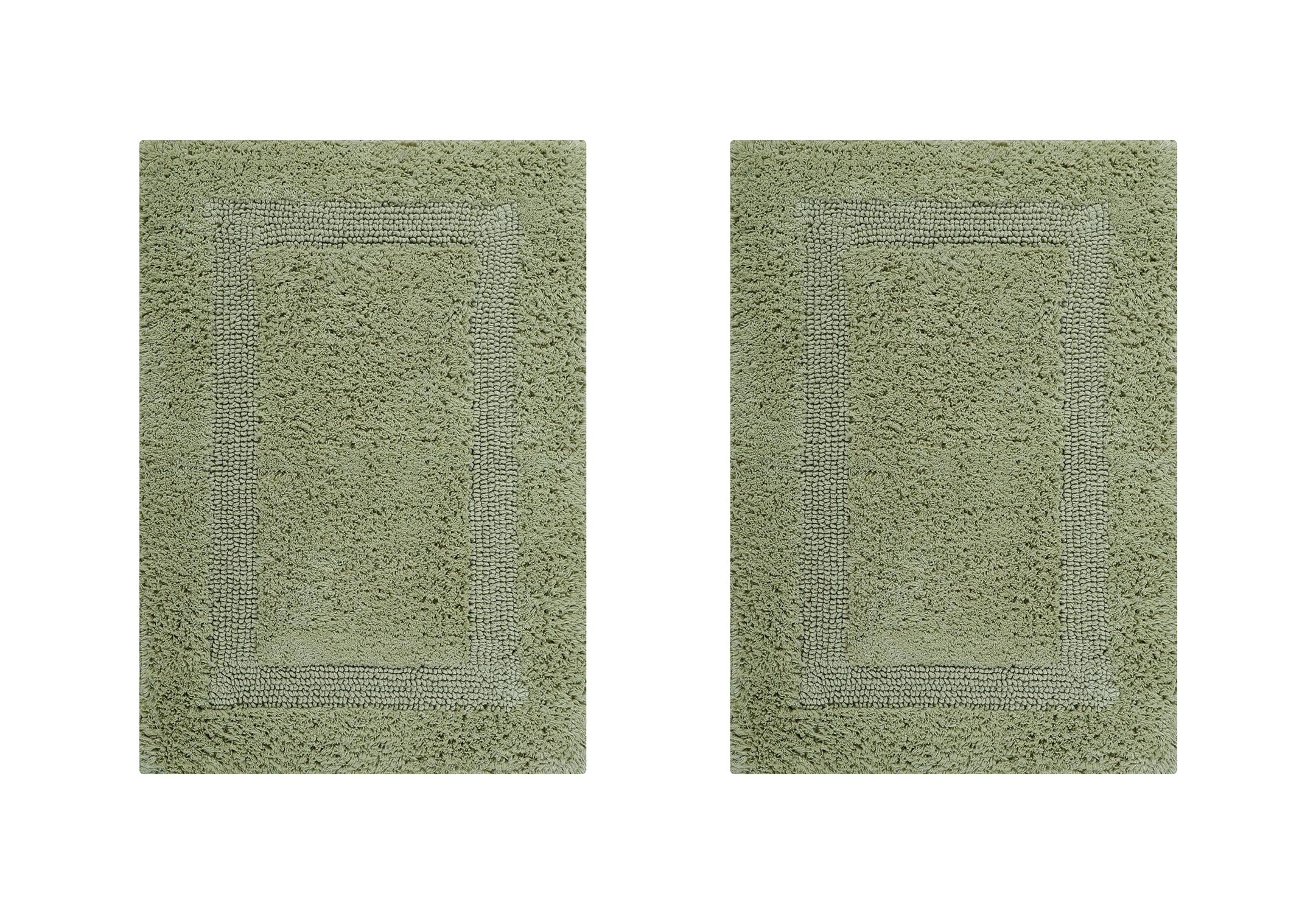 Better Trends Lux 100% Cotton Tufted Solid Reversible Bath Rug Set 2 PC (17" x 24" | 17" x 24") - Sage