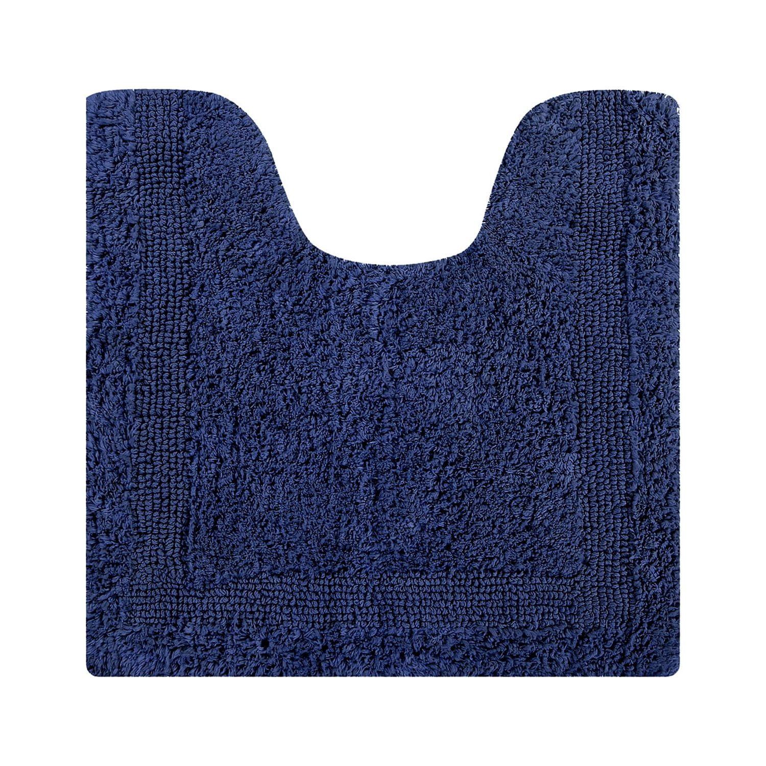 Better Trends Lux 100% Cotton Tufted Solid Reversible Bath Rug 20" x 20" Contour - Navy