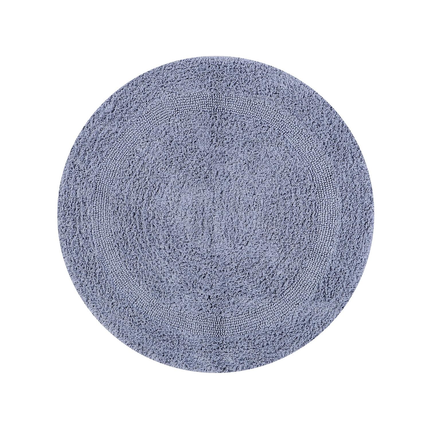 Lux Silver 30" Round Cotton Tufted Bath Rug